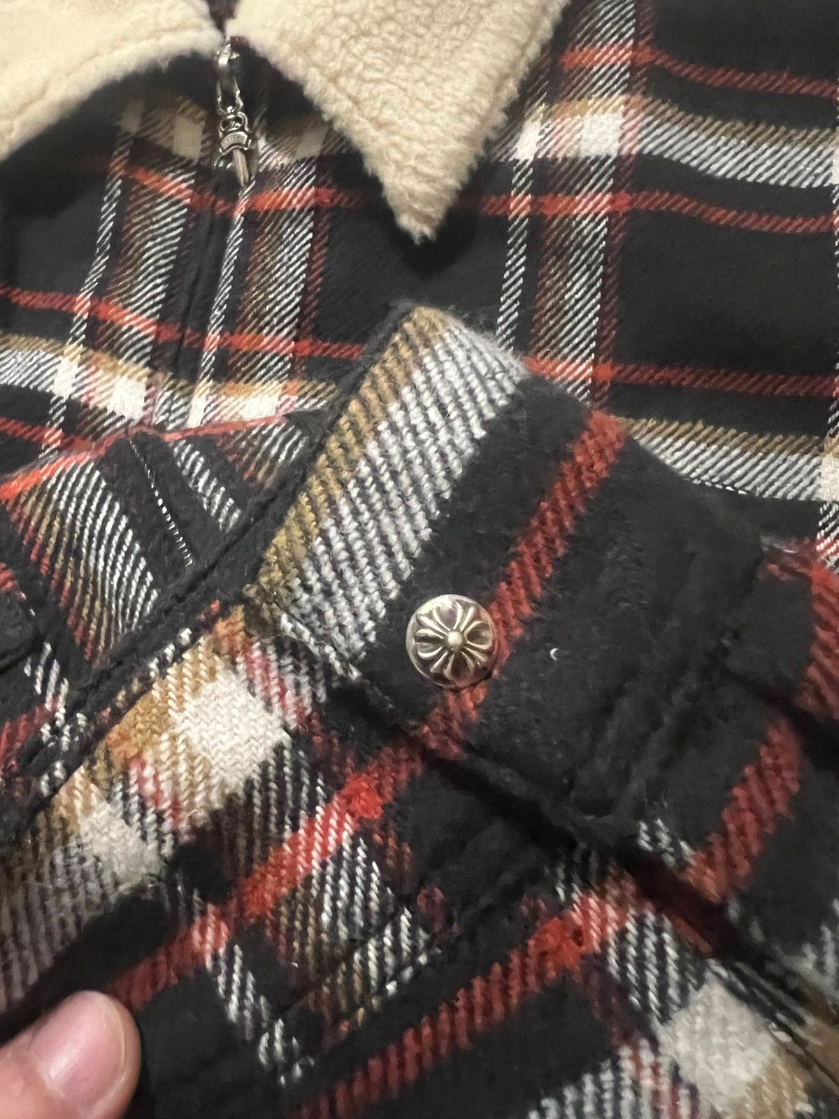 Plaid shearling zip up jacket - 5