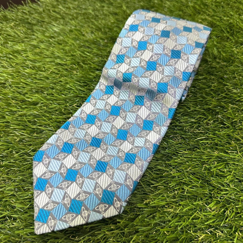 Vivienne Westwood Silk Tie Blue Geometric Orb Italy - 1