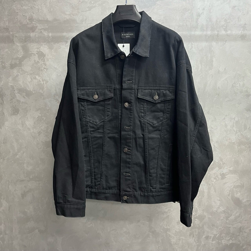 Balenciaga Solid Black Lapel Single-Breasted Long-Sleeve Jacket - 1