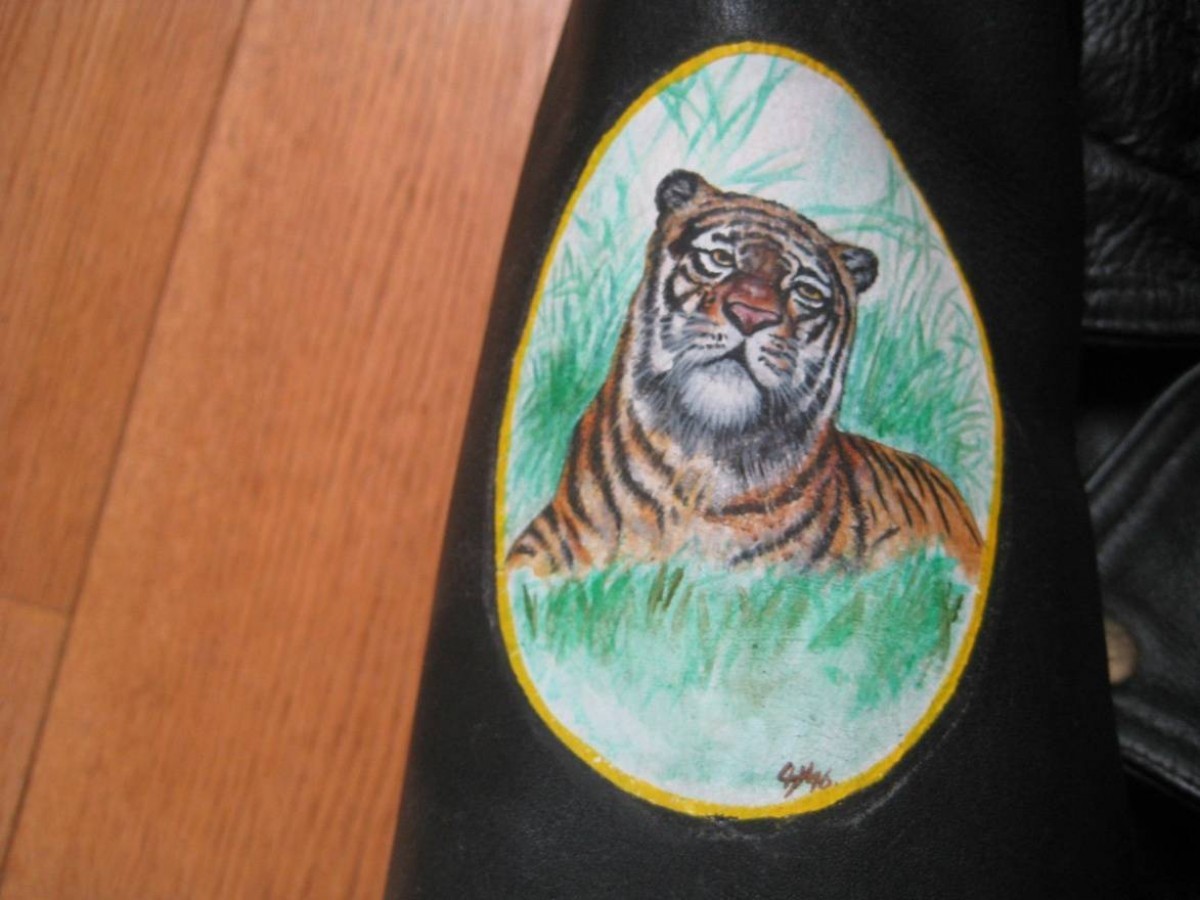 Vintage - Hand Painted Motorcycle Perfecto Biker - 2