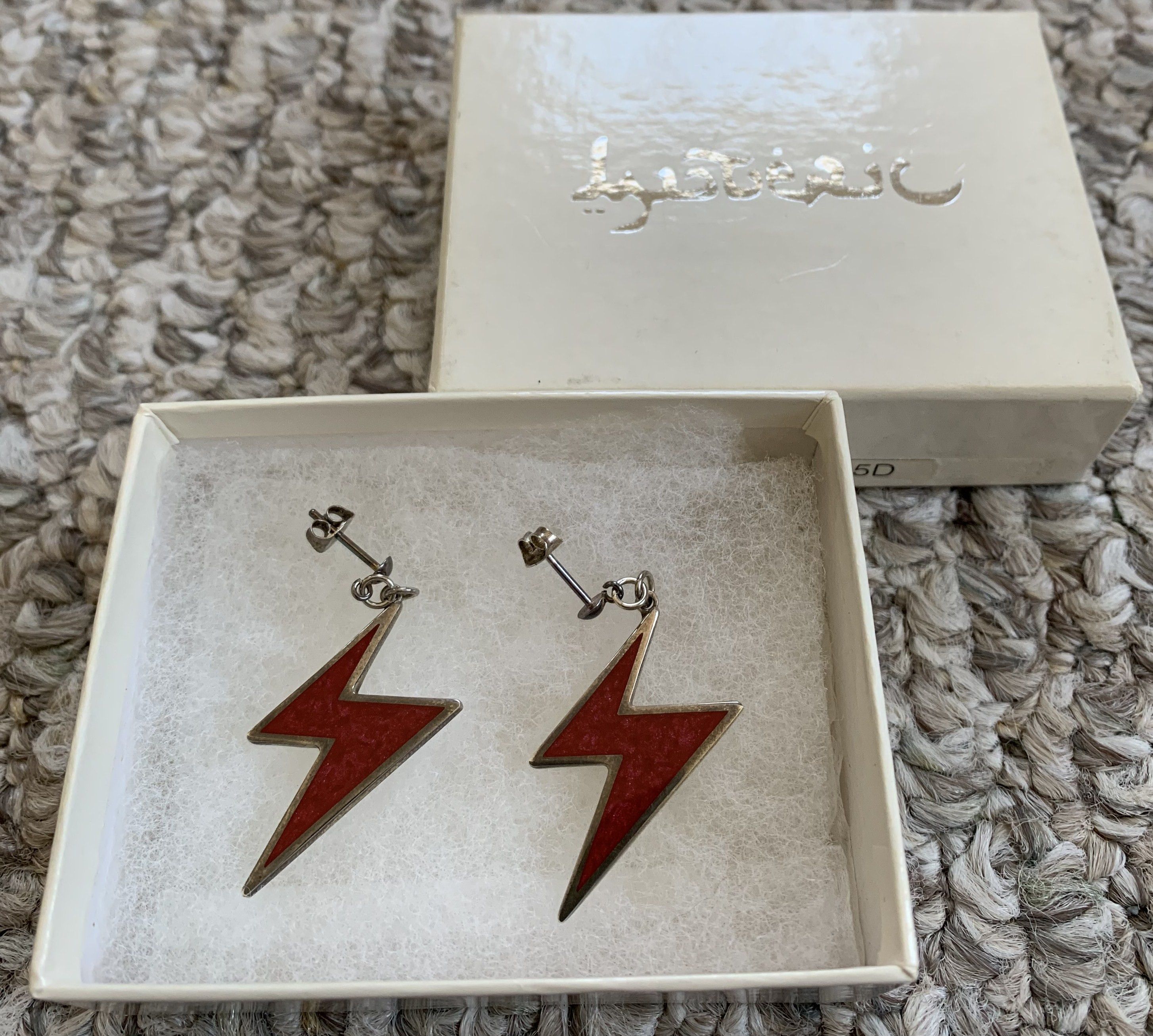 Hysteric Glamour Sterling Silver Thunder Bolt Earrings + Box - 6