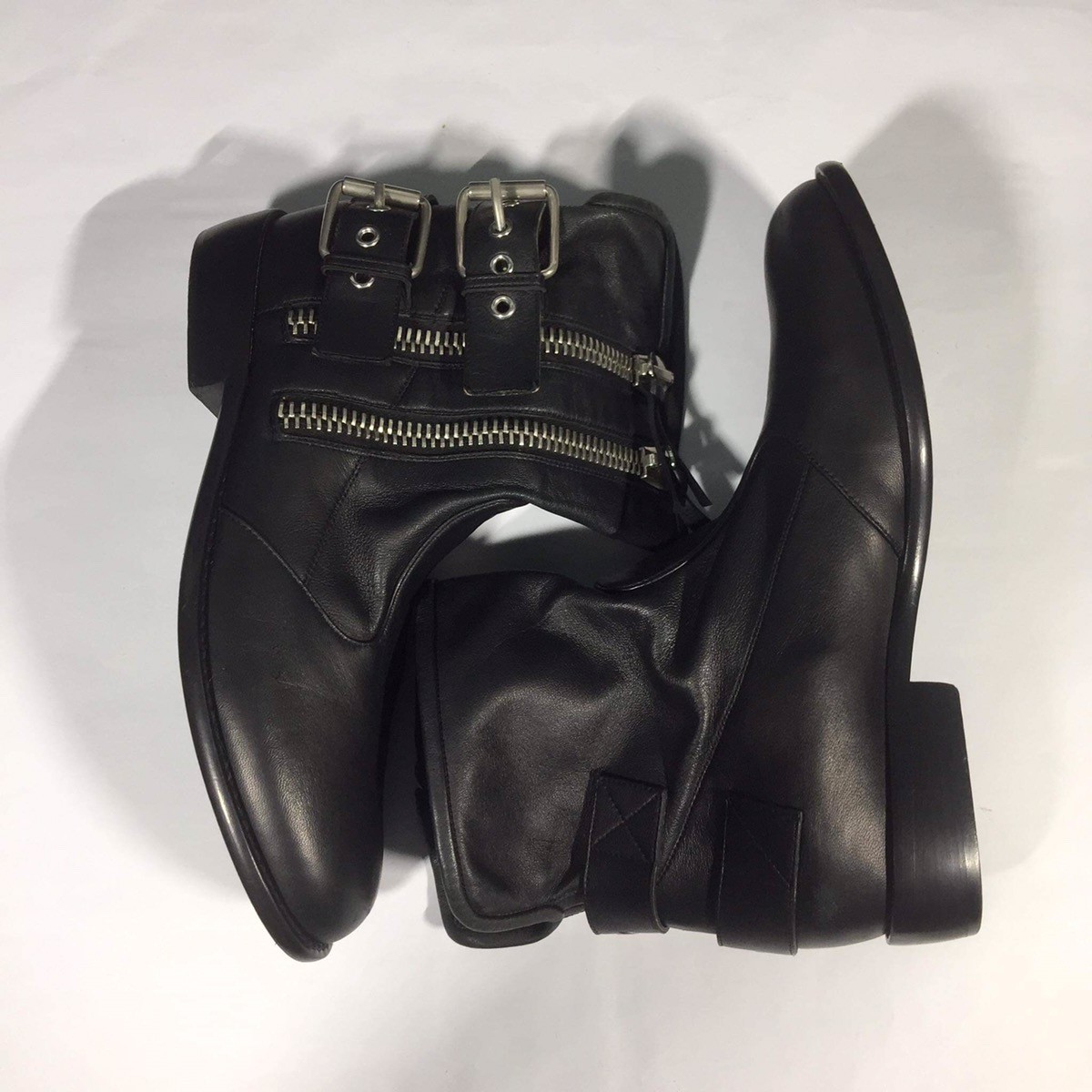 Homme Leather Belted Zip Up Boots - 6