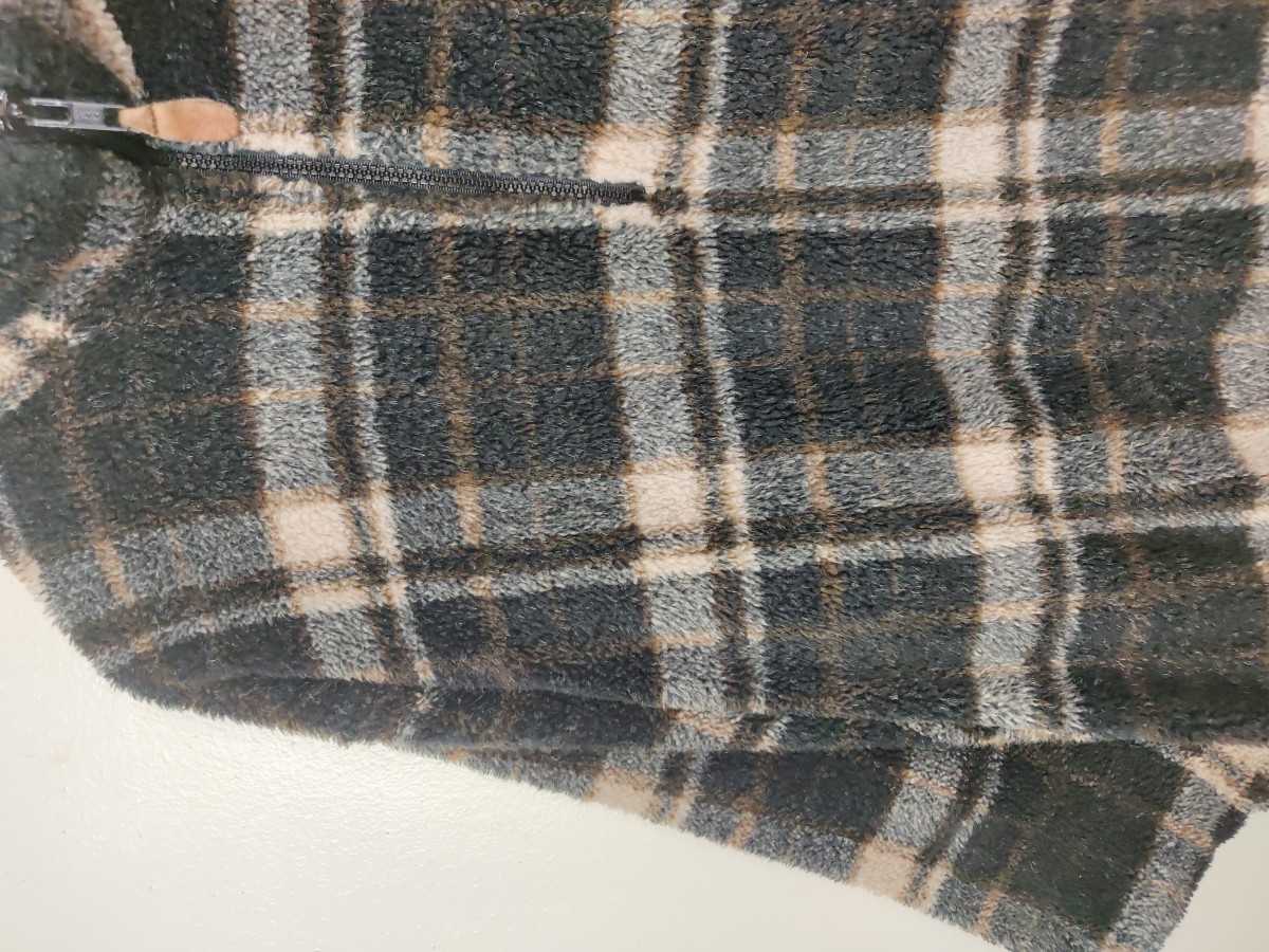 Made In Usa - Checkered Fleece Sweater Jacket Outerwear - 3