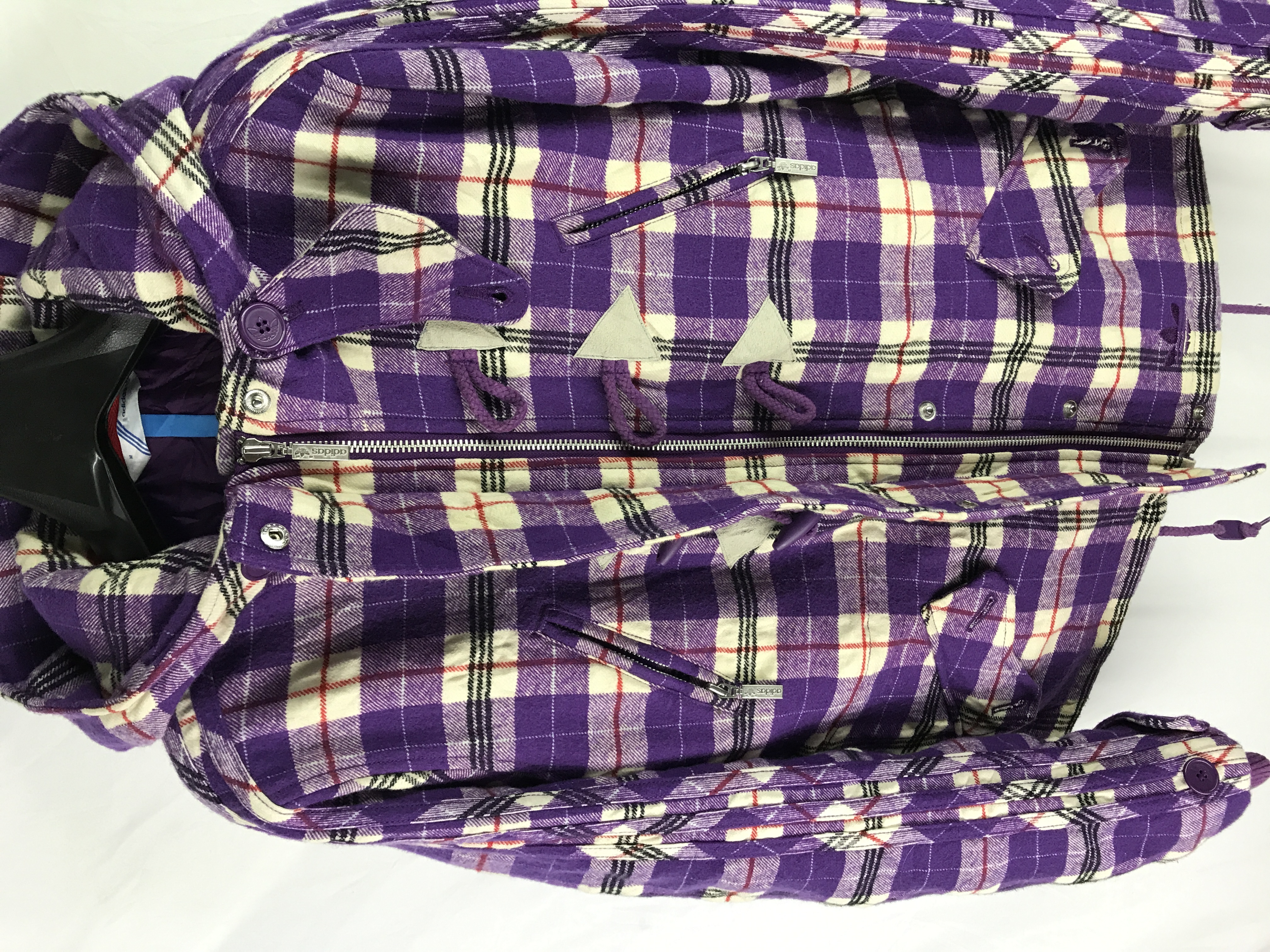 ADIDAS Plaid Checked Outerwear Duffle Coat Hoodie - 9