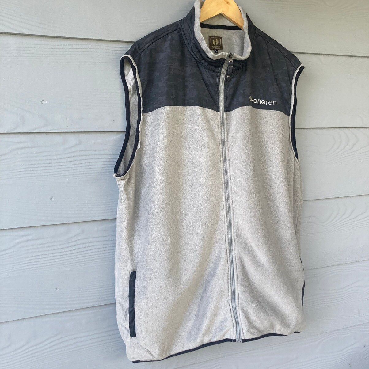 Vintage Hangten Gray Fleece Full Zip Sleeveless - 2