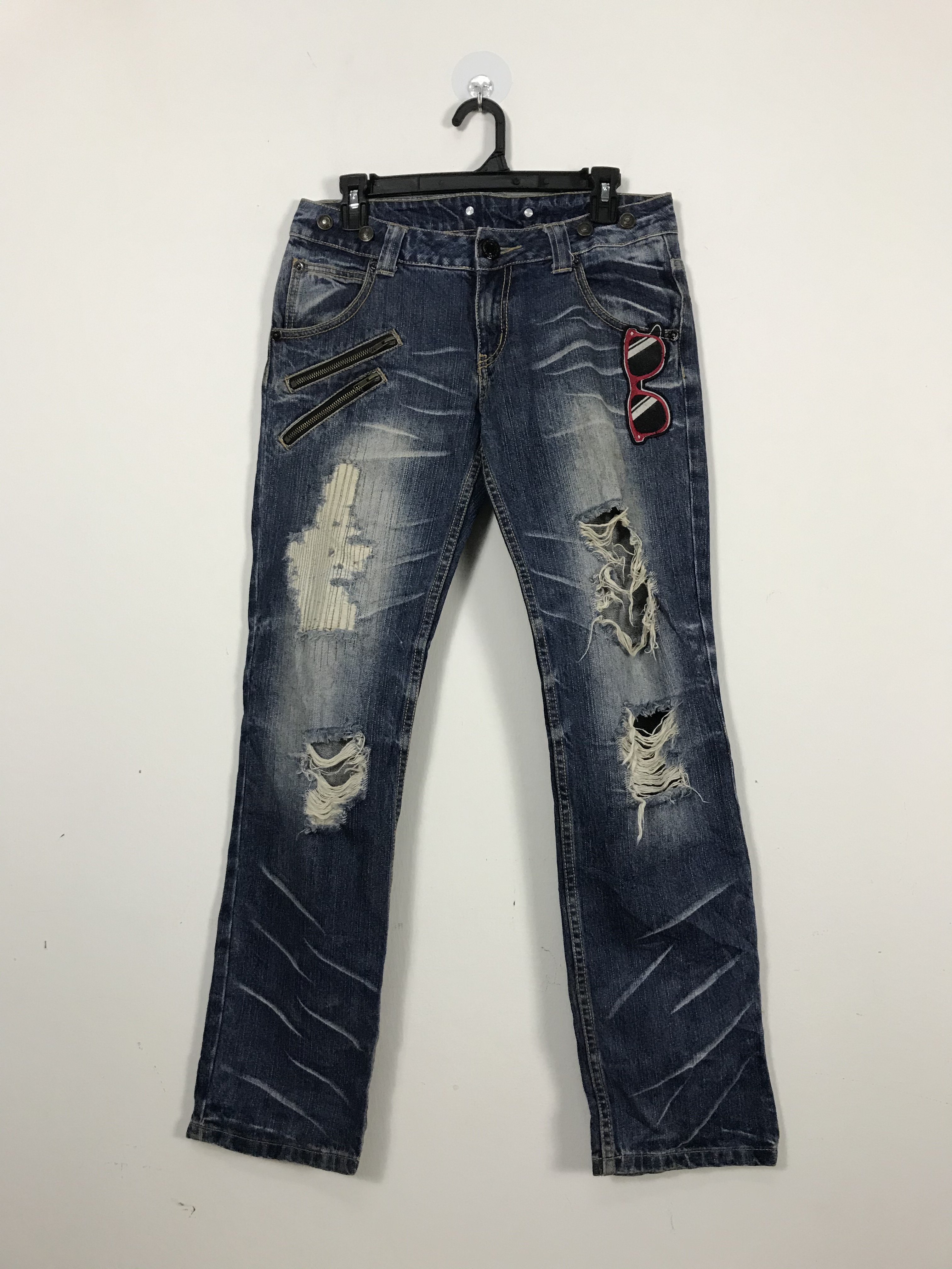 Distressed Denim - Japan Patched Distressed Jeans #2278-A - 1