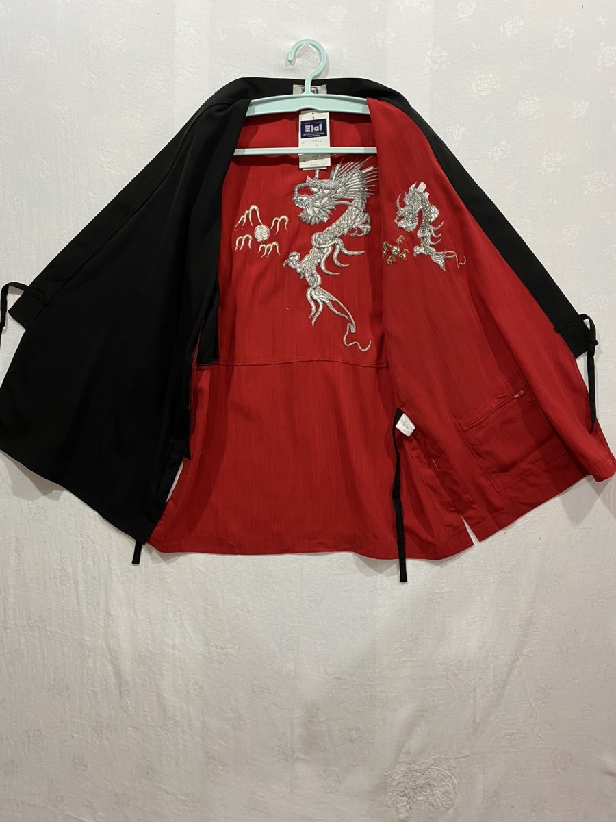 Japanese Brand - Modern Kimono Cardigan Embroidery Dragon Logo - 9