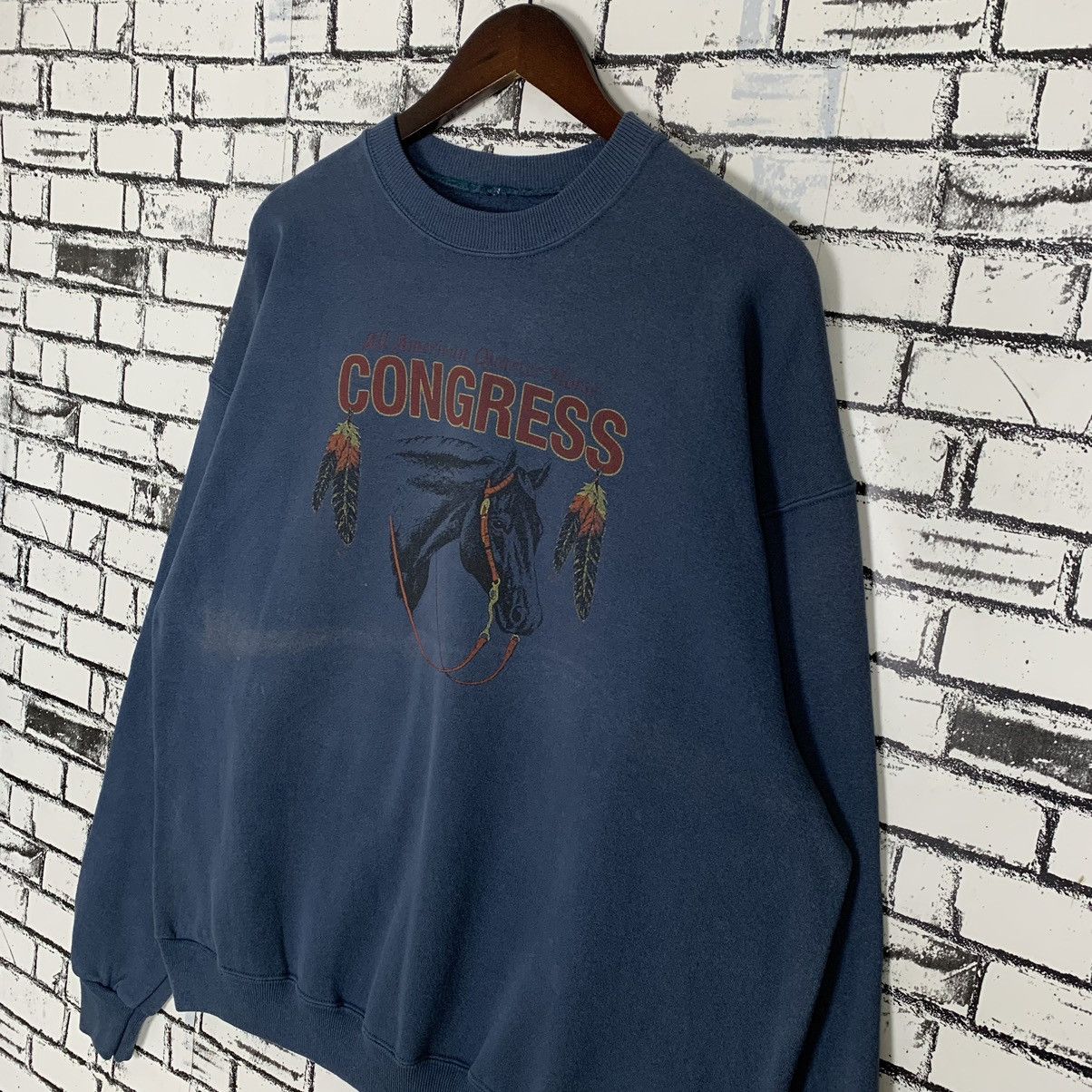 Vintage Congress Animal Design Horse Sweatshirt Crewneck - 3