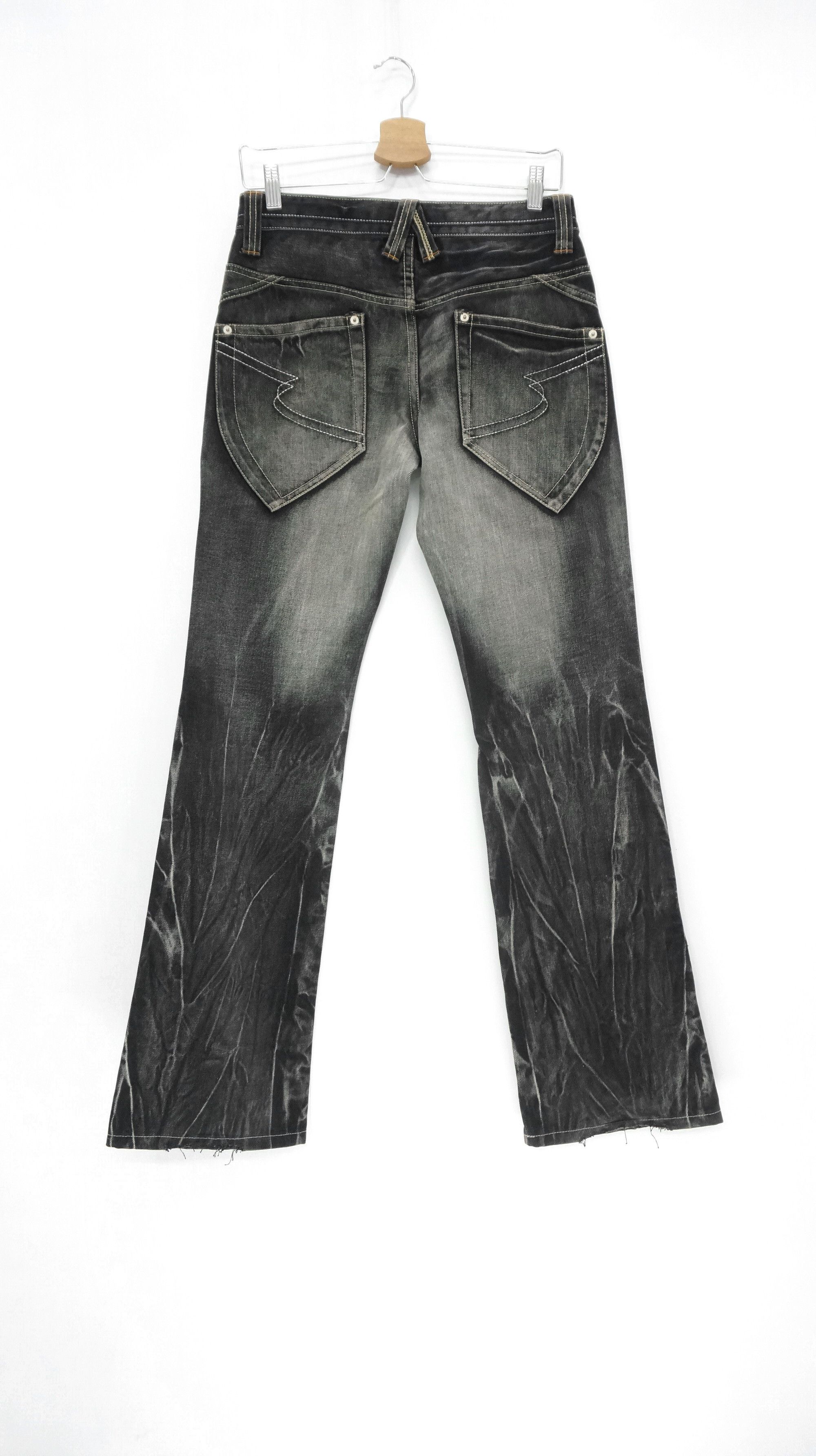 Flare 🔥 Semantic Design Vintage Faded Black Acid Wash Jeans - 3