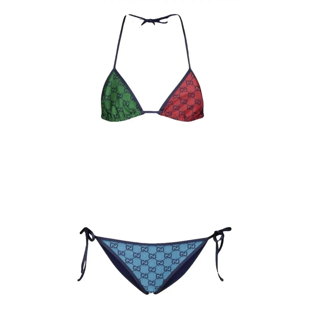 New Gucci GG monogram Gg supreme triangle multicolored bikini set - 1