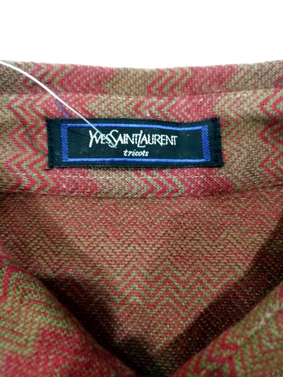 RARE! VTG YVES SAINT LAURENT JACQUARD PATTERN L/SLEEVE POLO - 6