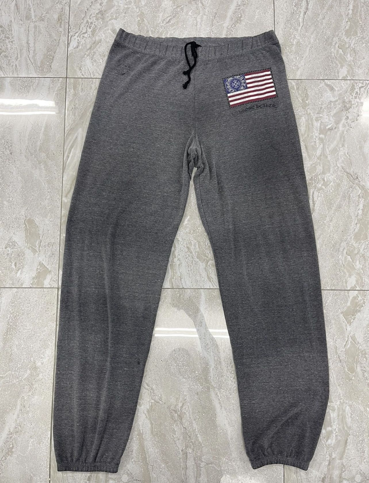 VINTAGE CHROME HEART SWEATPANT AMERICAN FLAG  HORSESHOE LOGO JOGGERS - 2