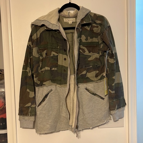 Vintage Havana Camo Layered Sweatshirt Jacket - 6