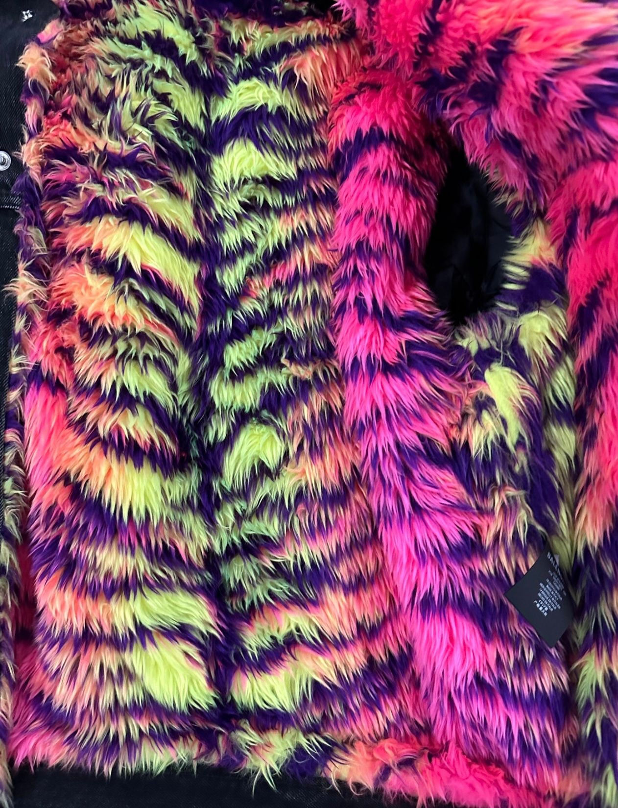 Balenciaga multicoloured fur denim jacket - 3