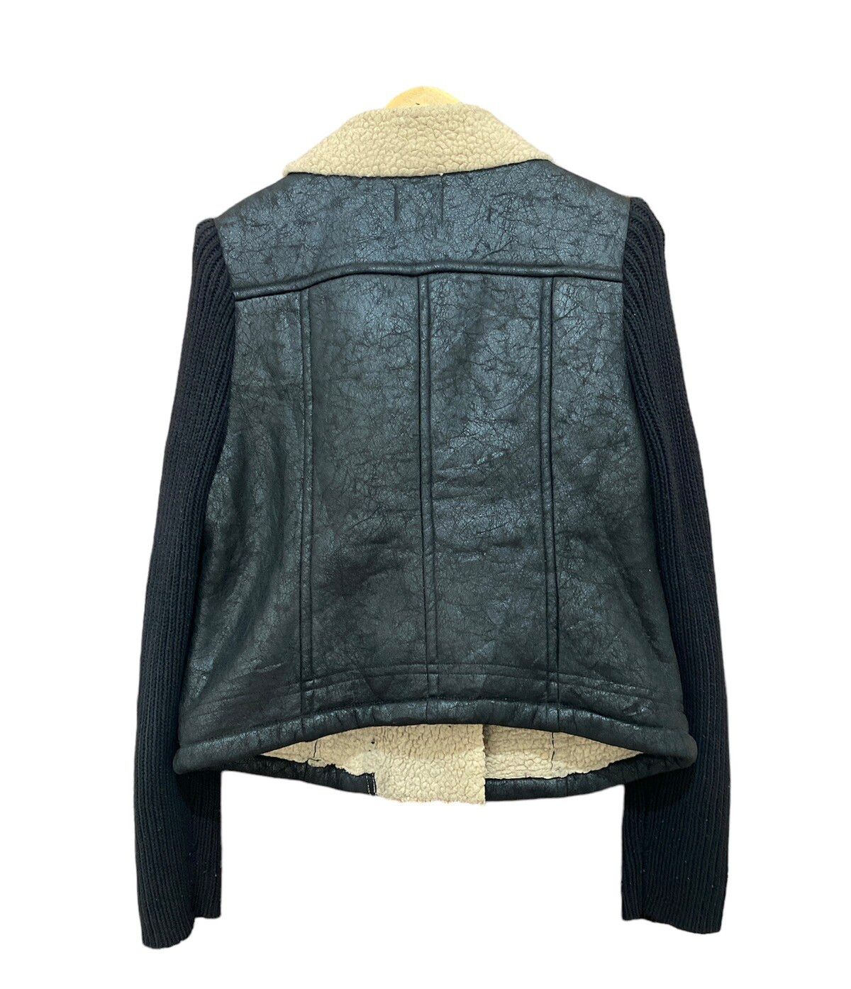 If Six Was Nine - DKNY Faux Shearling Jacket Sleeve Knit Women Cropped Design - 2