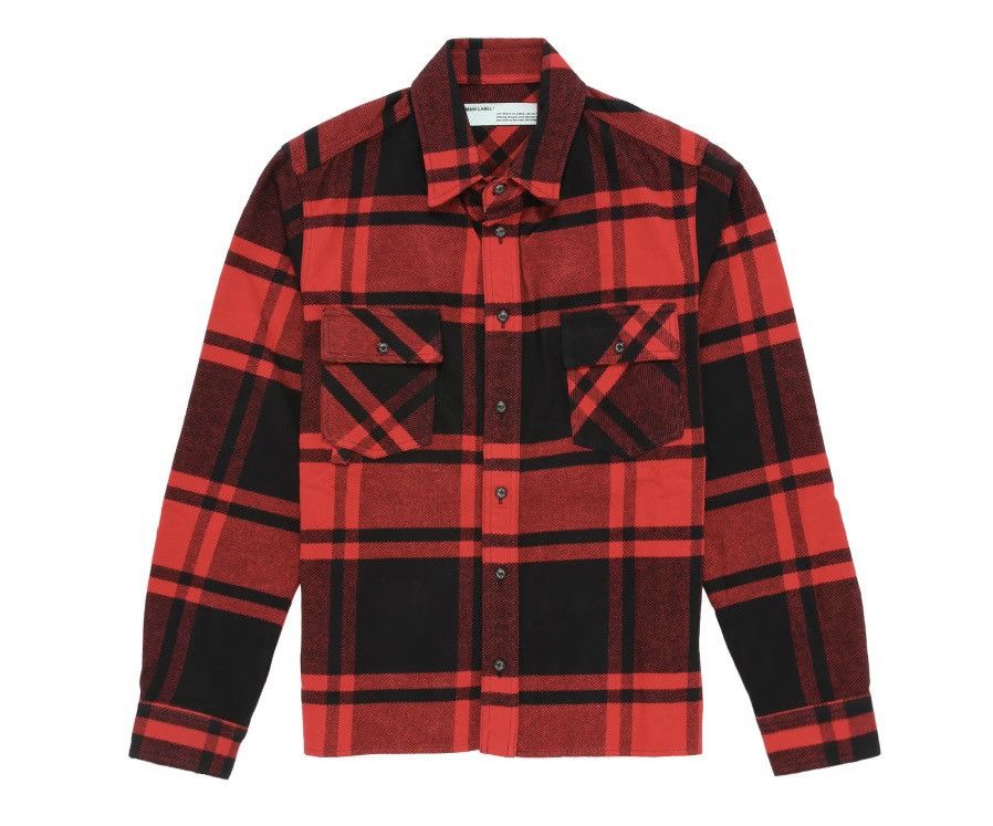 Diagonal stencil checkered flannel shirt - 2