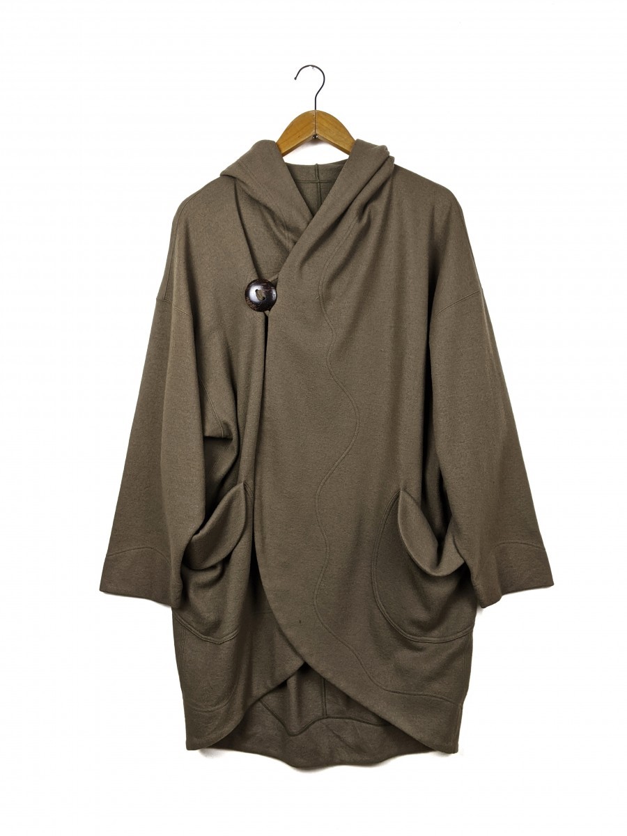 Green - Jurgen Lehl Asymmetrical One Button Coat Jacket Wool - 1