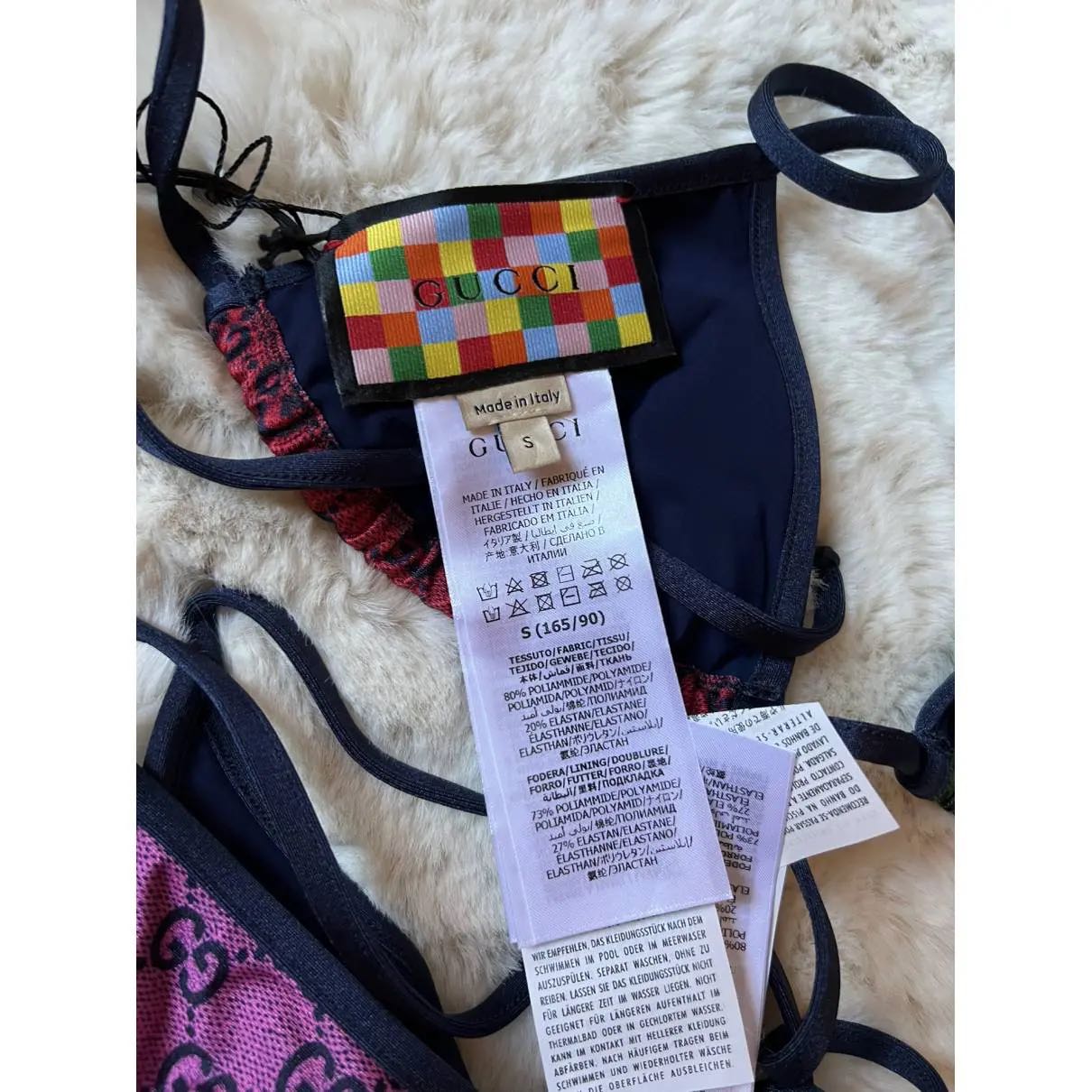 New Gucci GG monogram Gg supreme triangle multicolored bikini set - 3