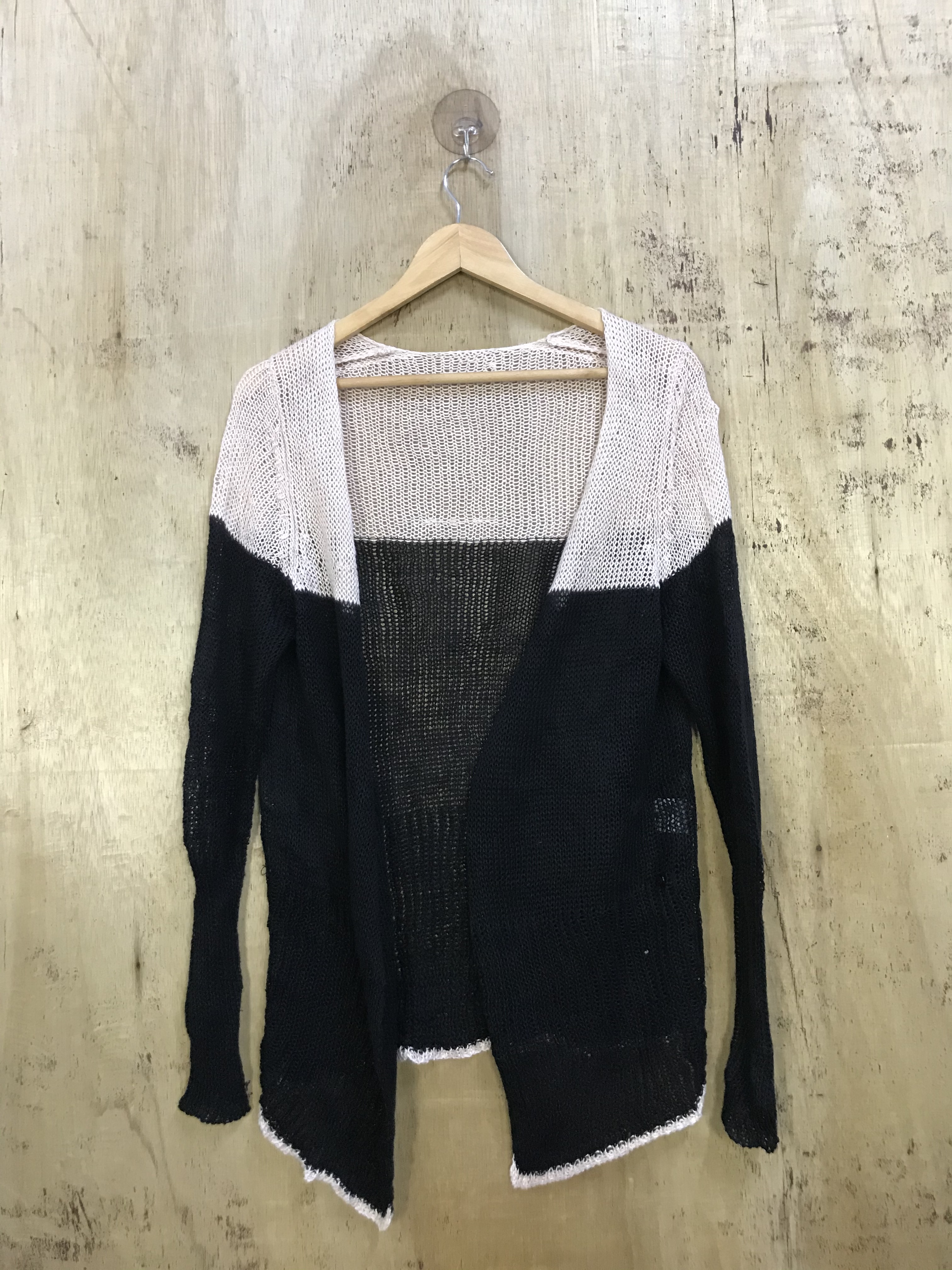 Japanese Brand - Japan Mesh Net Drop Shoulder Open Knit Cardigan - 1