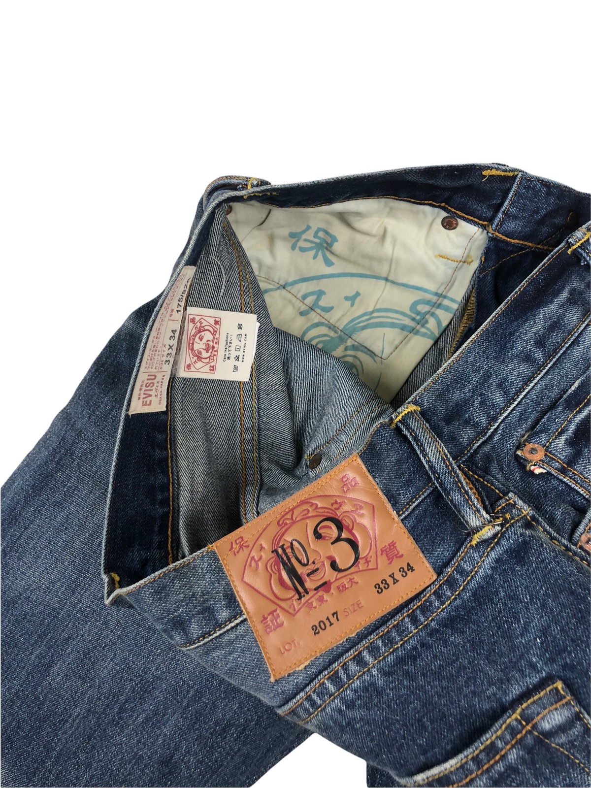 Evisu White Seagull Faded Denim Jeans - 7