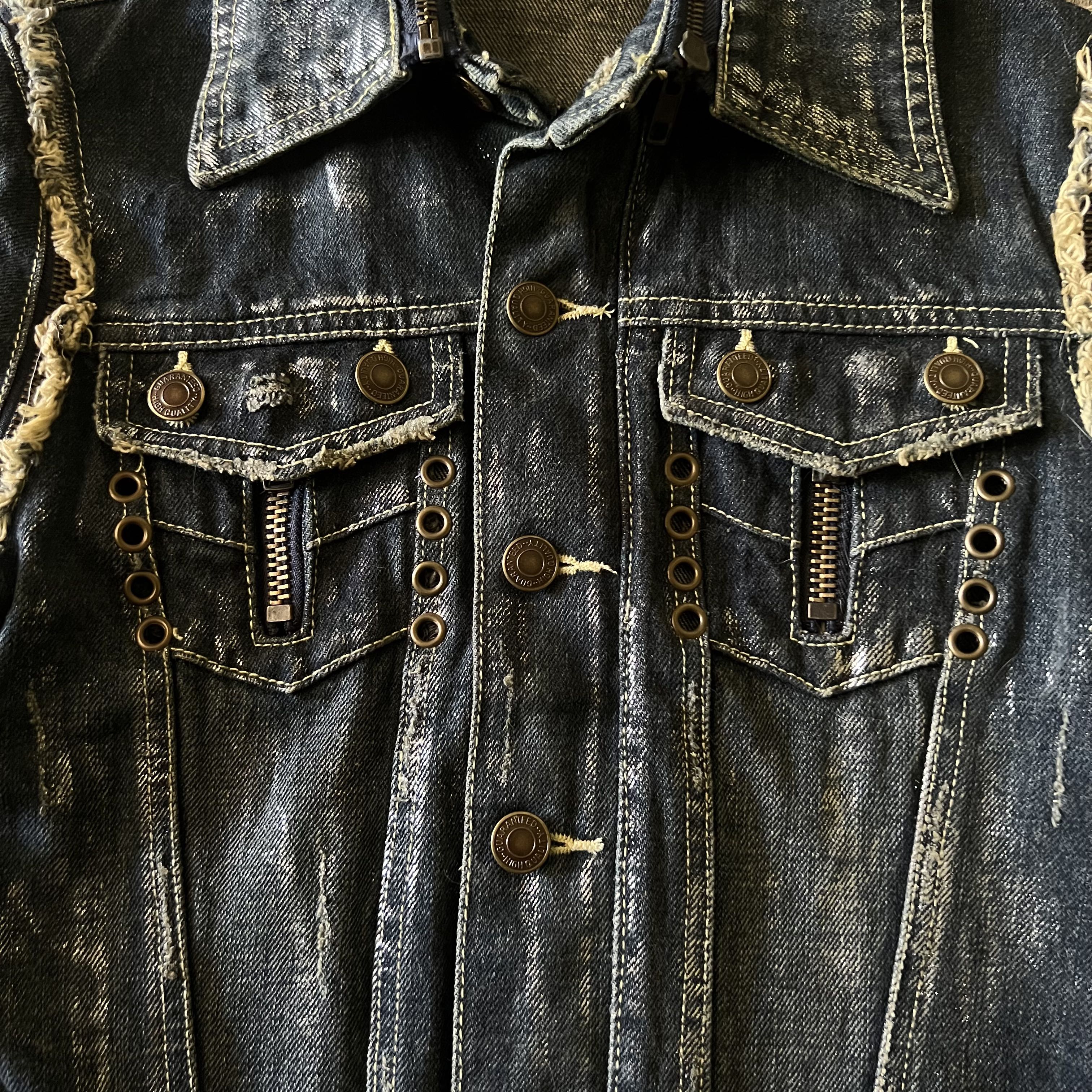 JSG Tokyo Silver Waxed Denim Jacket - 8