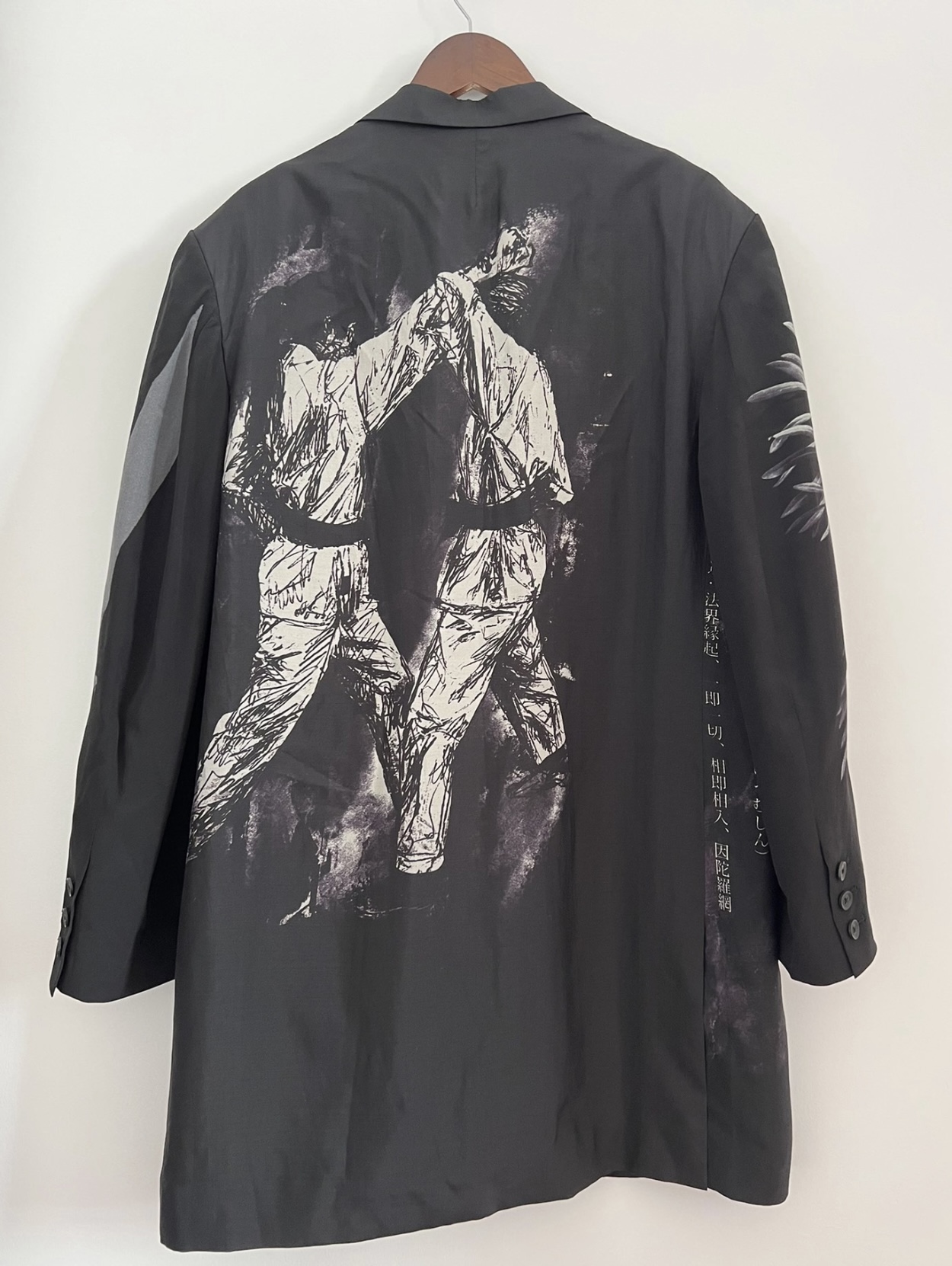 Yohji Yamamoto 23ss ten ten endless silk blazer with yellow paper remnants - 3
