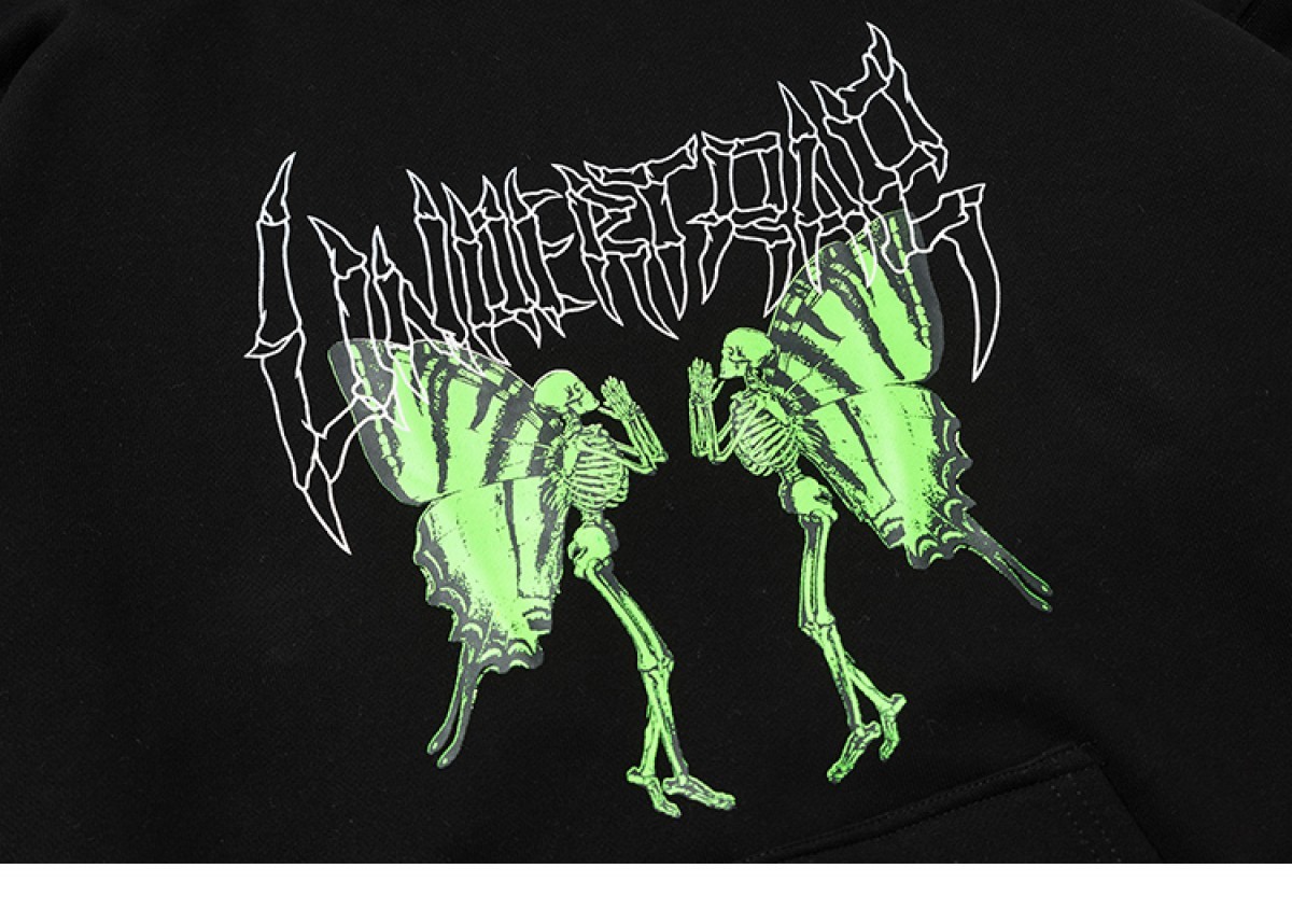 Japanese Brand - Carti style goth butterfly skeleton hoodie - 5