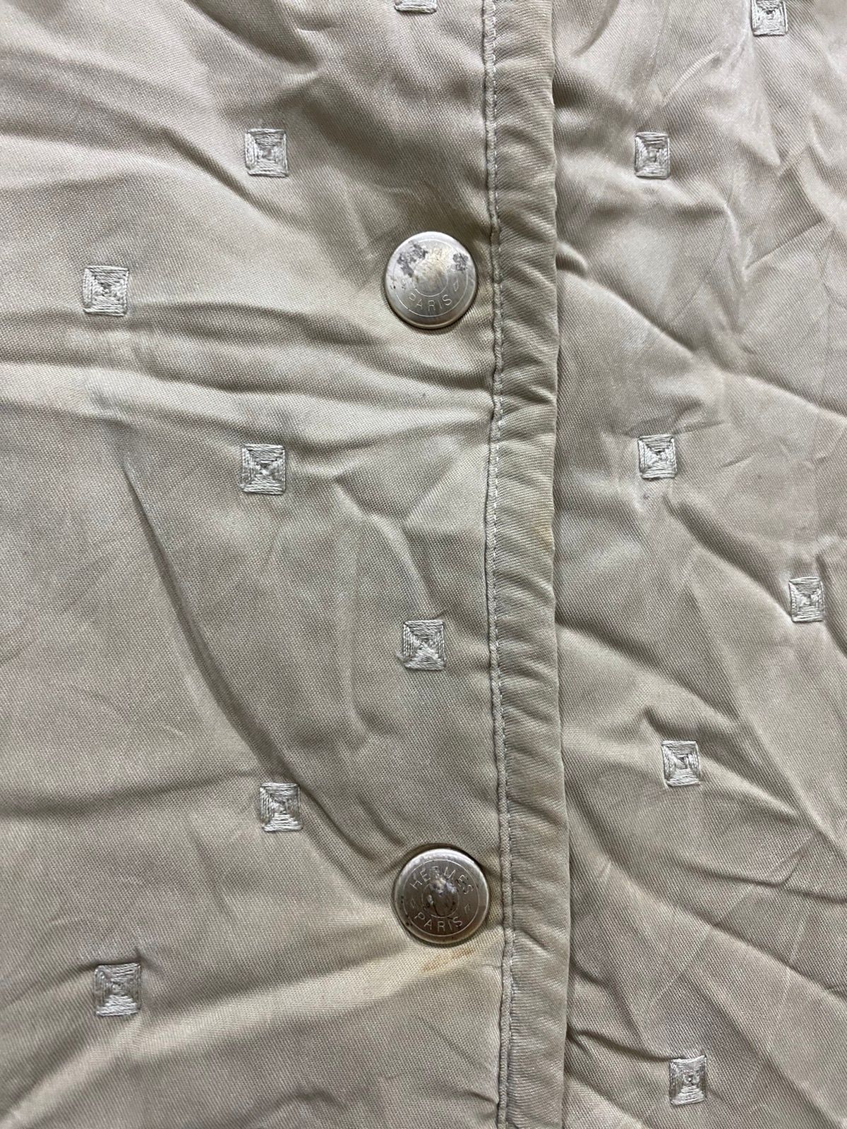 Authentic Hermès Jacket Beige Quilted France 42 Coat - 3