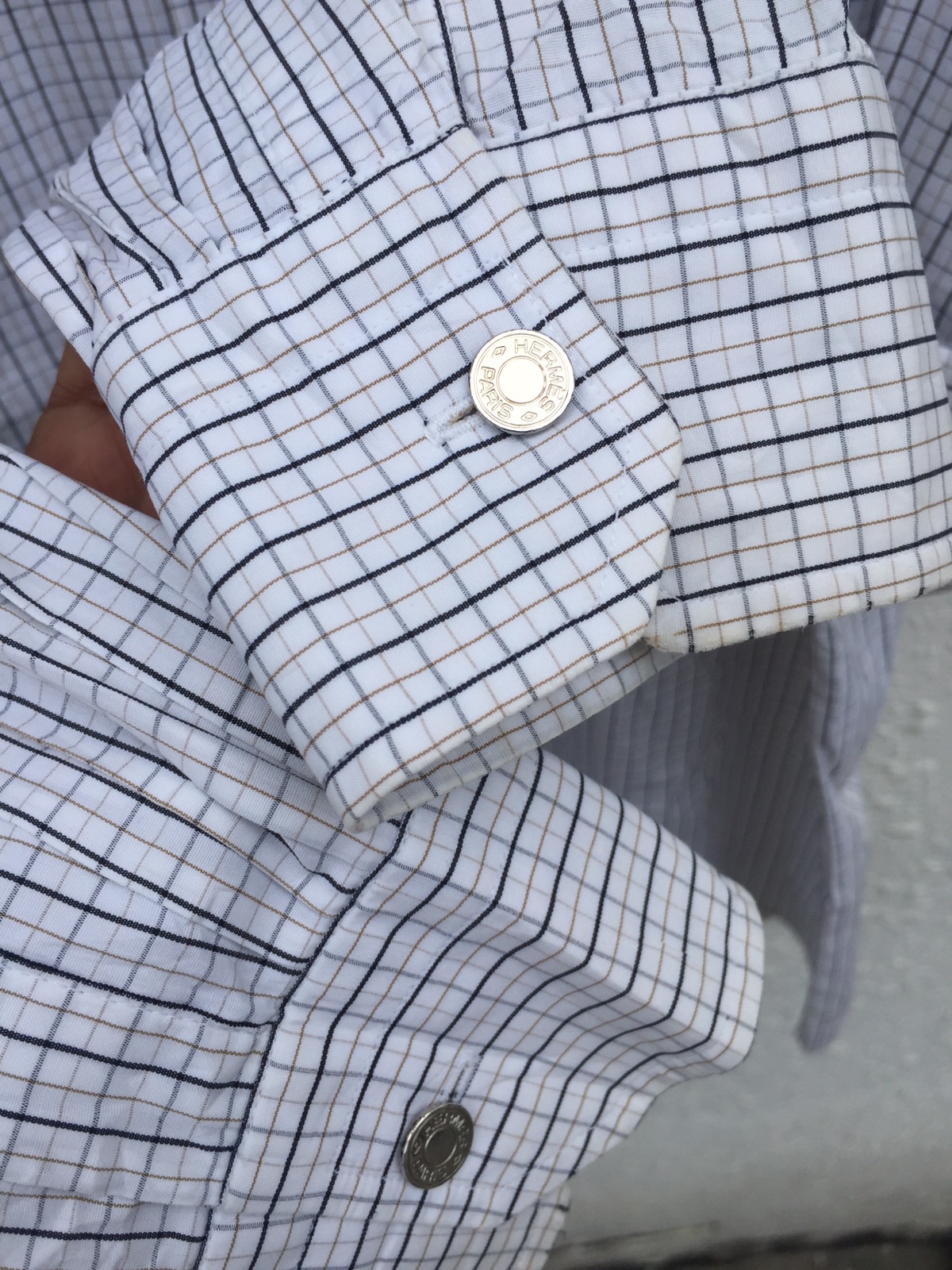 Vintage Hermes Basic Checkered Long Sleeve Shirt - 5