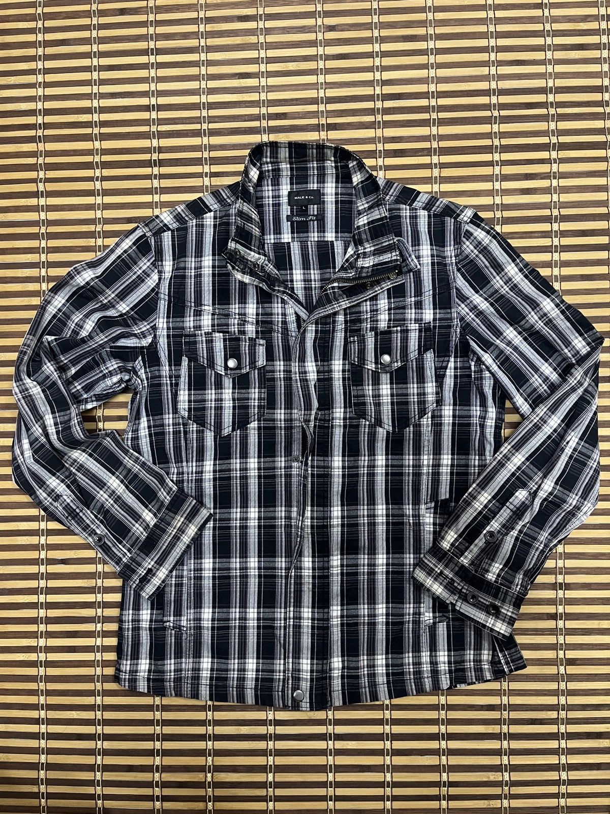 Vintage - Male & Co Slim Fit Flannel Matsuda Shirt Zipper - 2