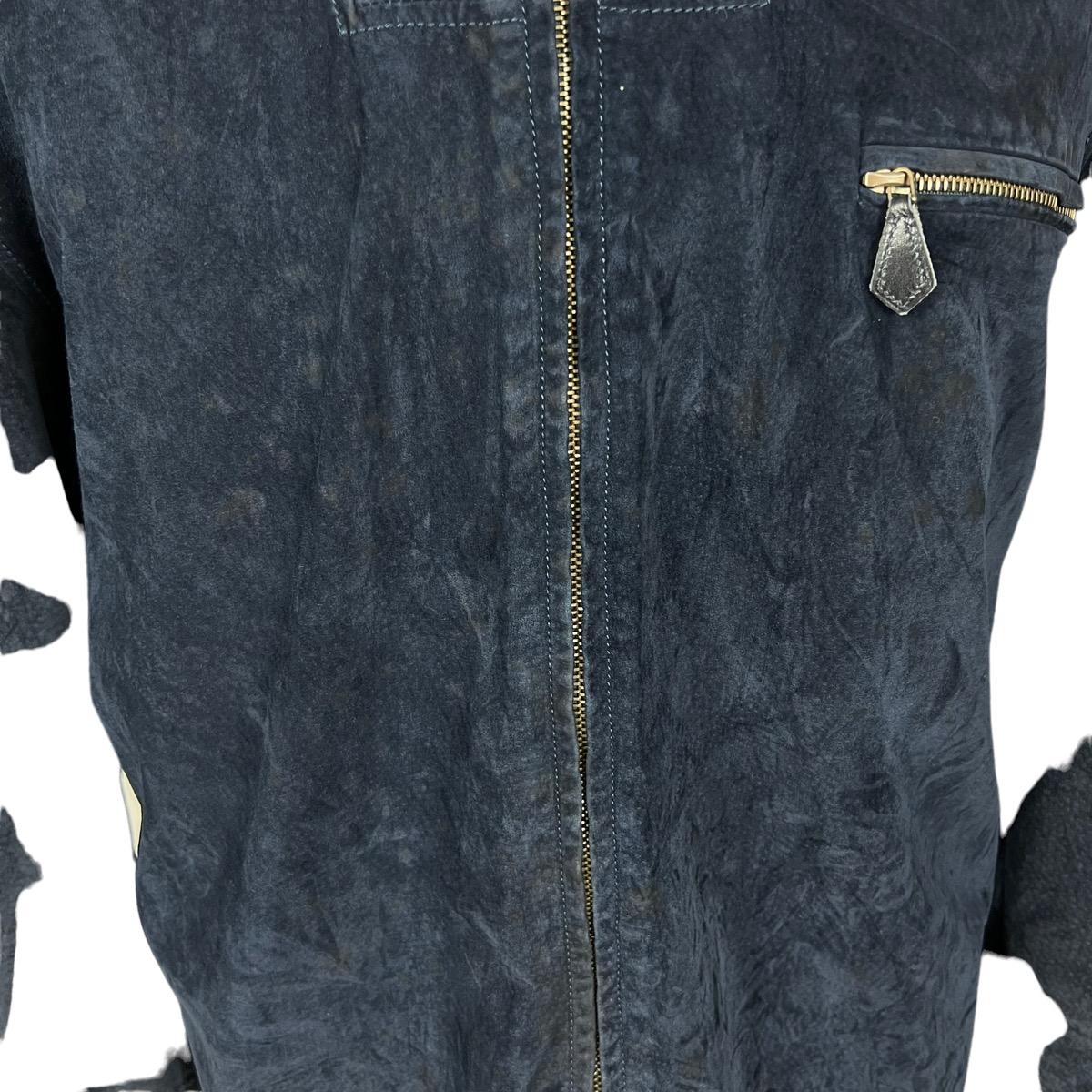 Vintage Hermes Blue Velvet Leather Jacket - 8