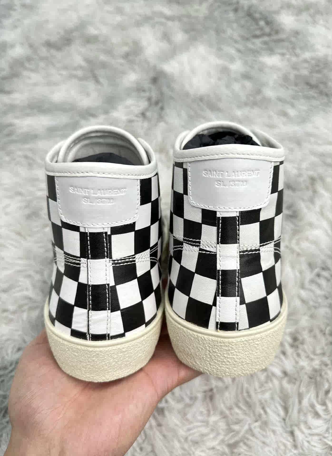 Saint Laurent SLP Checkered High-Top Sneakers - 6