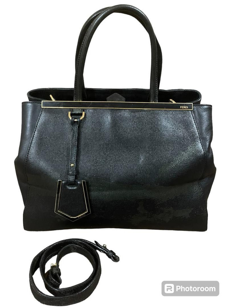 FENDI Petit 2jour Shoulder 2way Handbag Black Leather Italy - 1