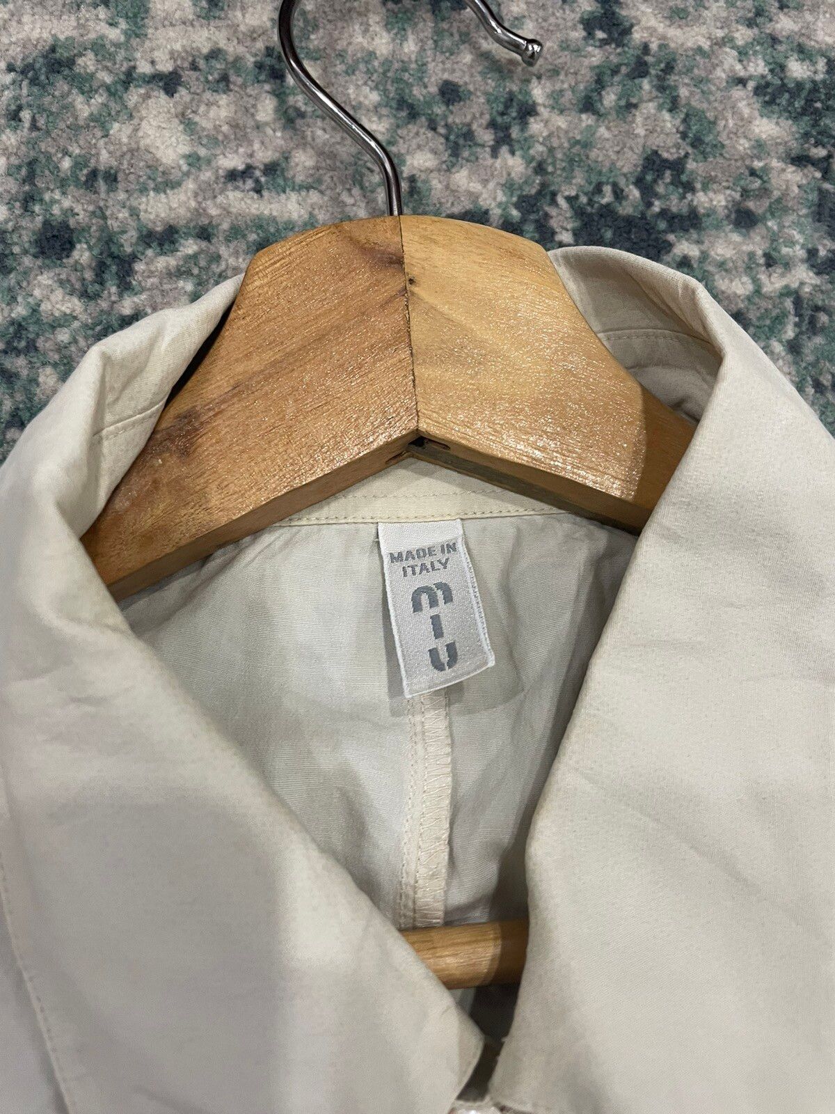 Early 2000s Miu Miu Elastane Khaki Button Up Shirt - 2