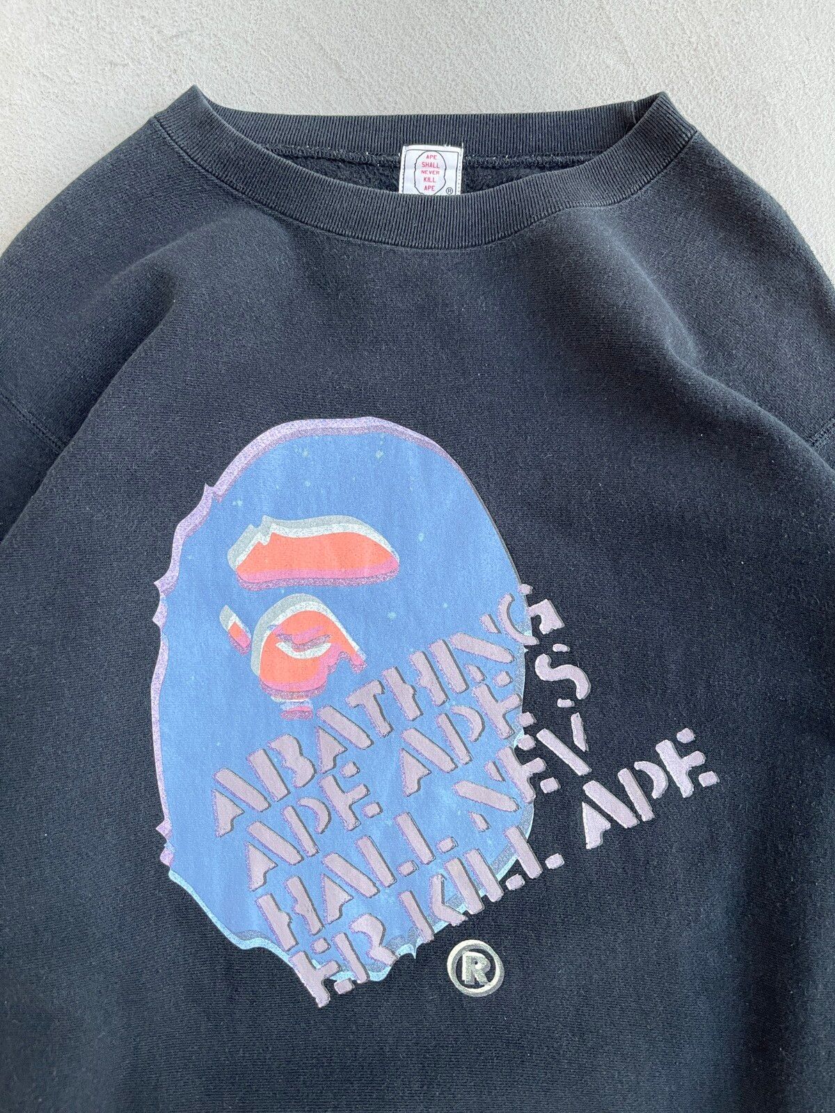 Bape Blue Pink Ape Head Logo Sweatshirt (M) - 2