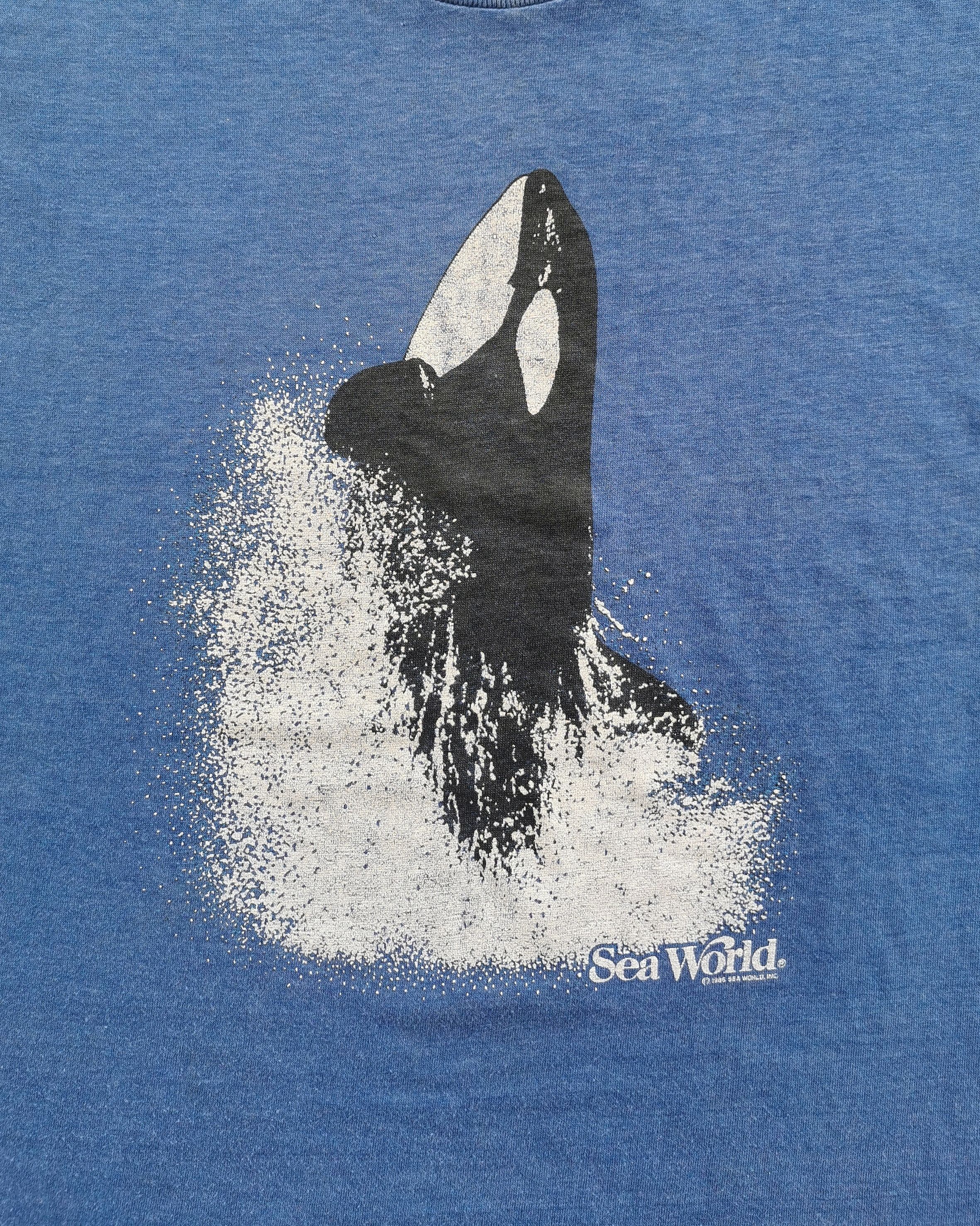 1985 Vintage Sea World Orca Whales Tees Stedman Tag - 3