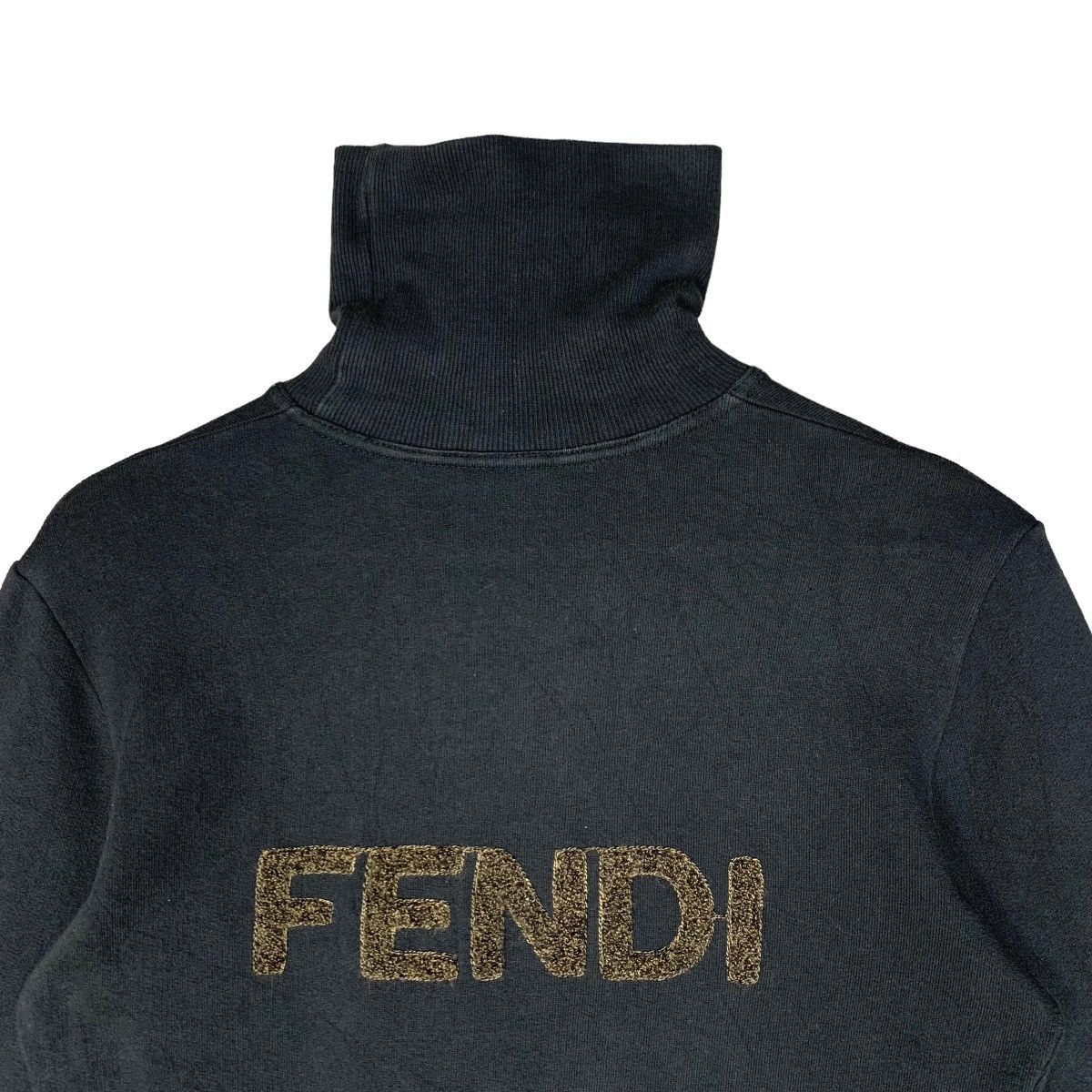 Fendi Big Logo Women Turtleneck Sweatshirt Size 40/42 - 2