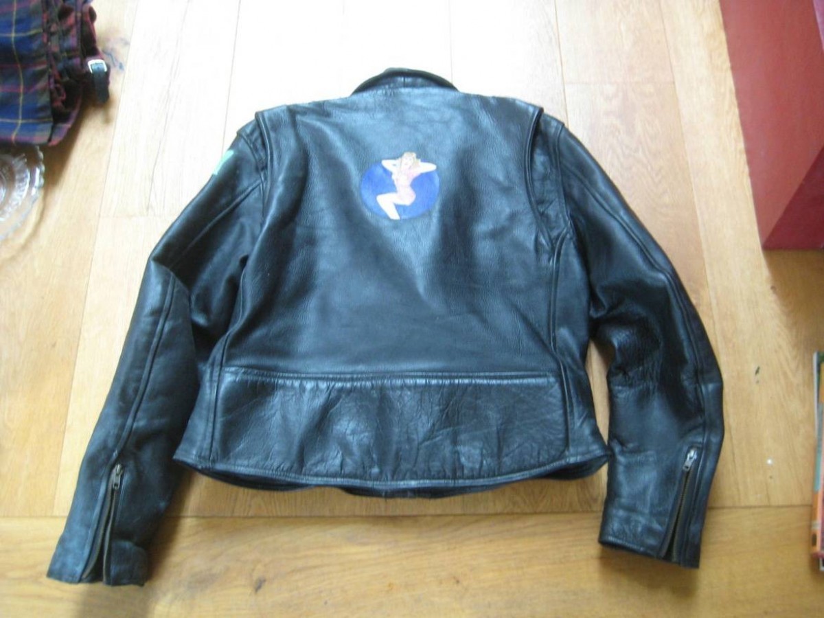 Vintage - Hand Painted Motorcycle Perfecto Biker - 4