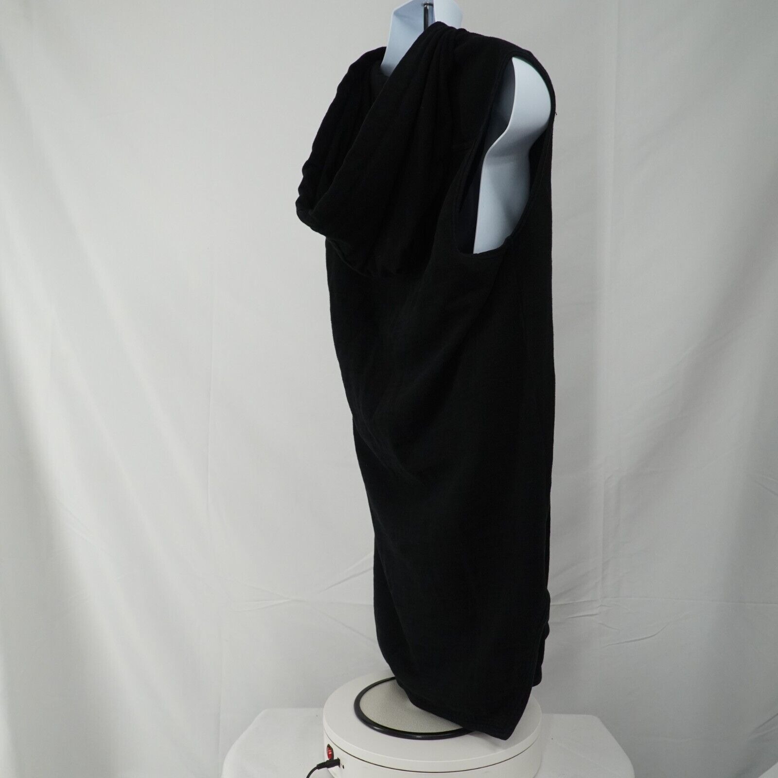 Black Zip Up Sleeveless Jacket Hoodie Cotton - Medium - 17