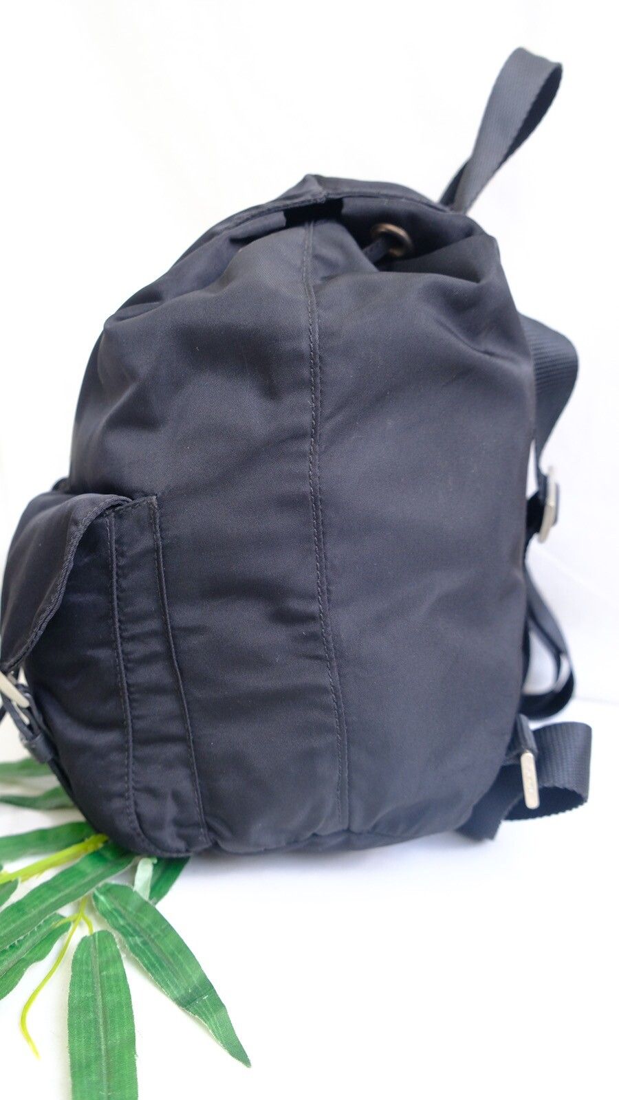 Authentic prada backpack black nylone double pocket - 5