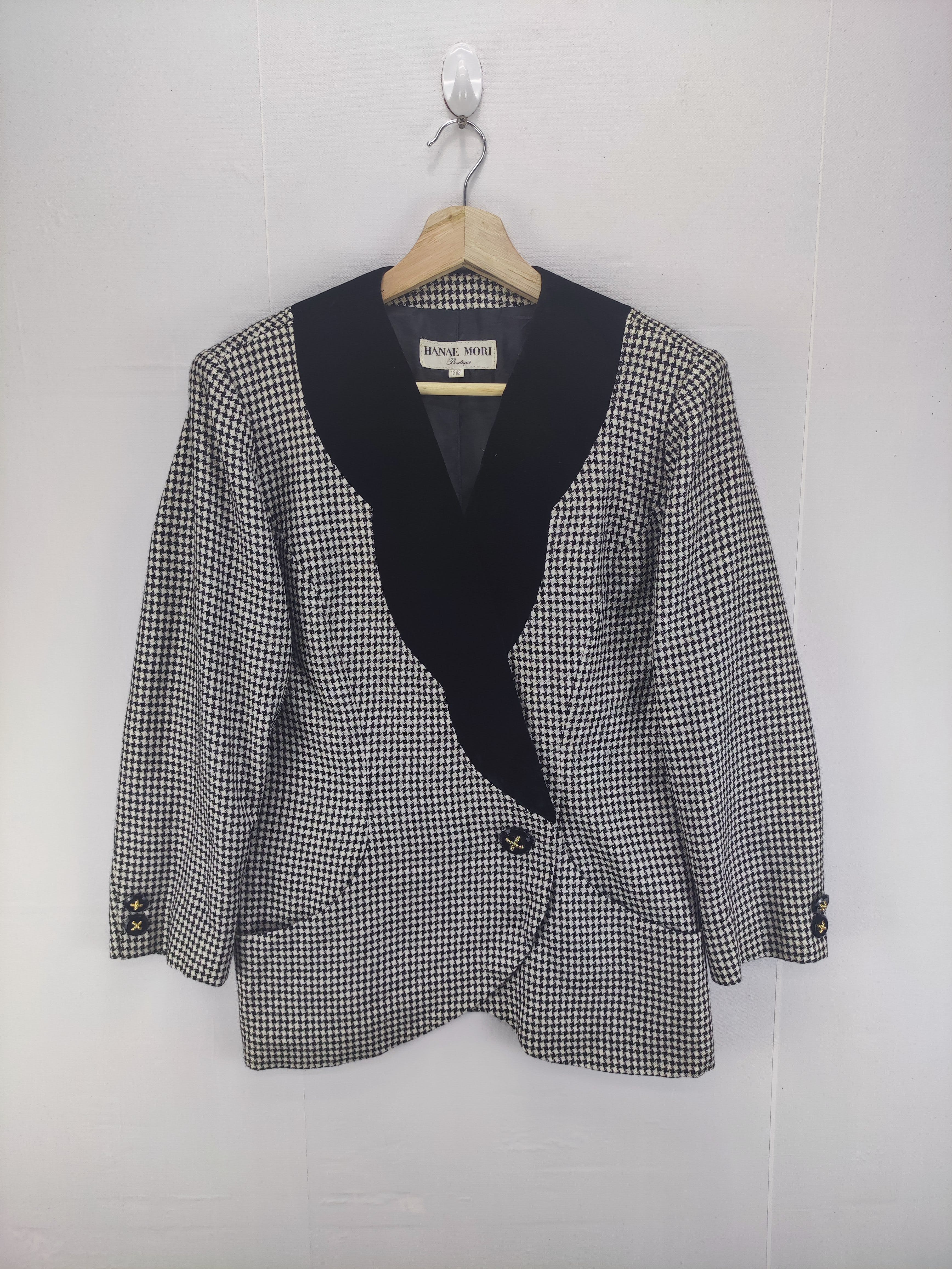 Vintage Hanae Mori Houndstooth Jacket Single Breasted - 1