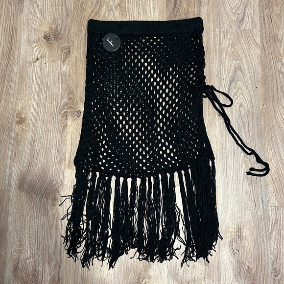 Lulu's - Lulus Back at the Beach Black Crochet Fringe Swim Cover-Up Skirt - 5