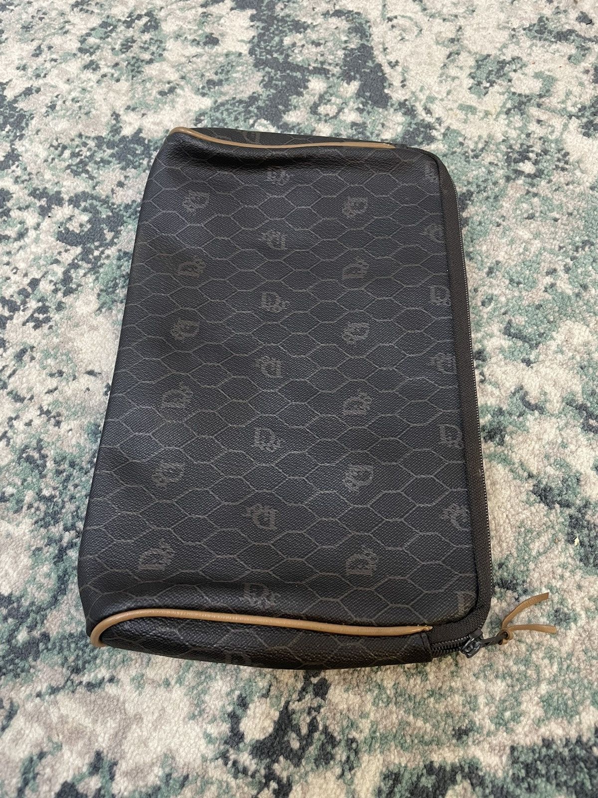 Dior Honey Comb Monogram Leather Clutch Bag - 15