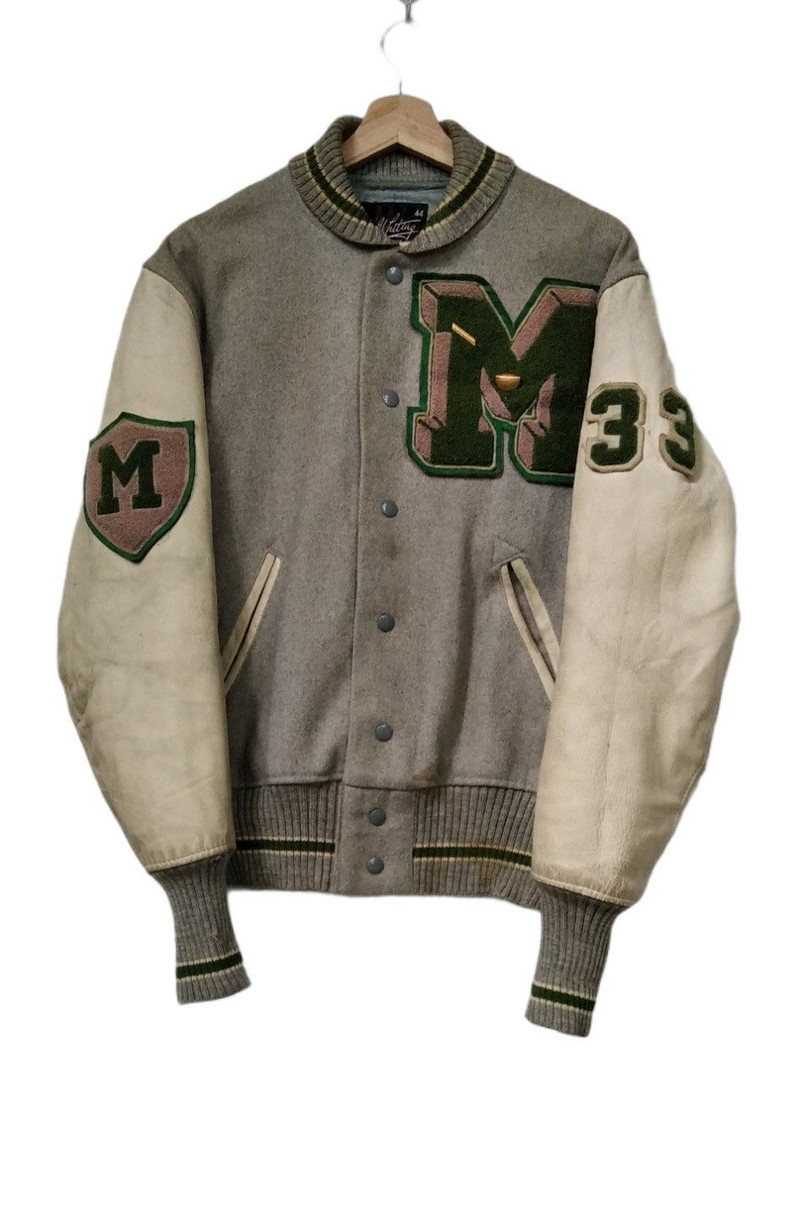 Vintage - RARE PIECES 70's🔥Michigan Whiting Wool Leather Varsity - 1