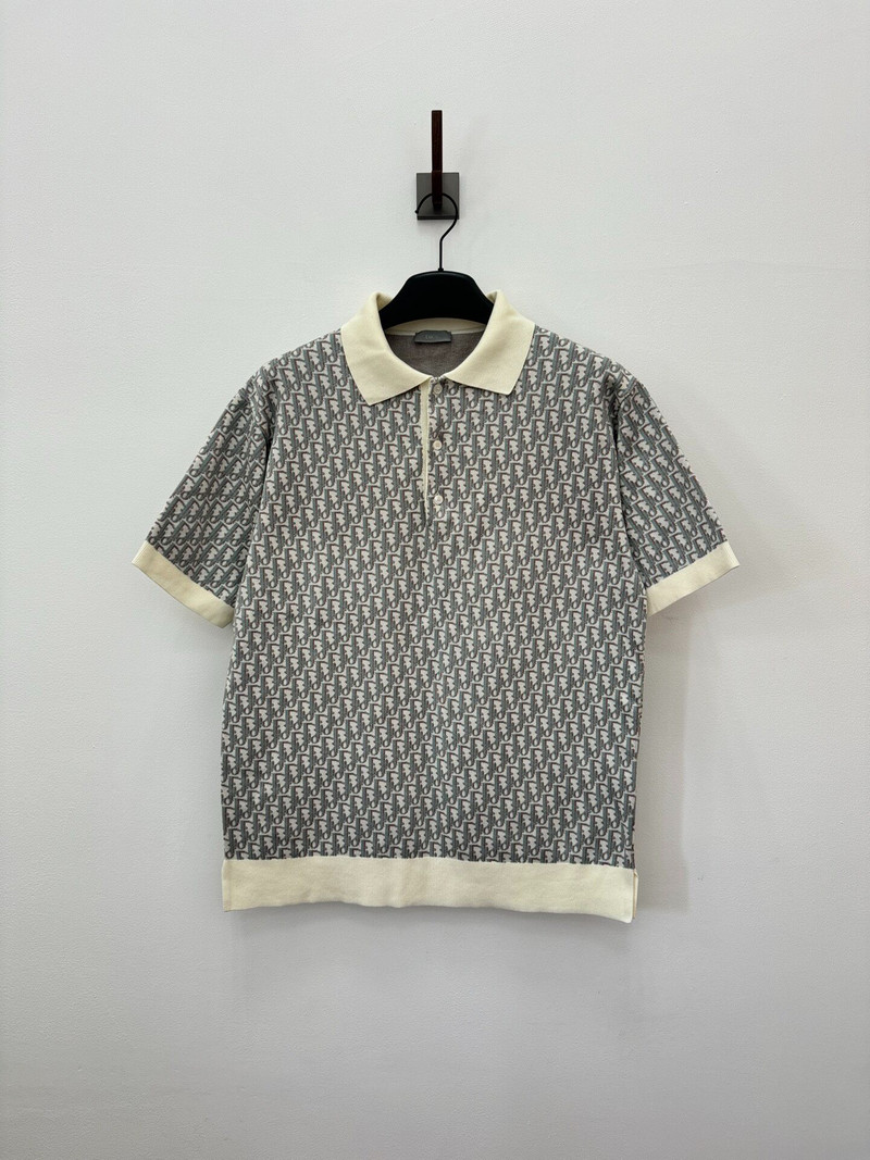 Dior SS24 White Blue Embroidered Polo Shirt - 1