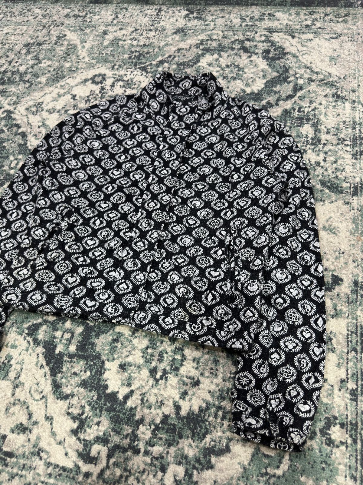 Stüssy Ol Yin Yang Black Jade Towel Zipper Jacket - 4