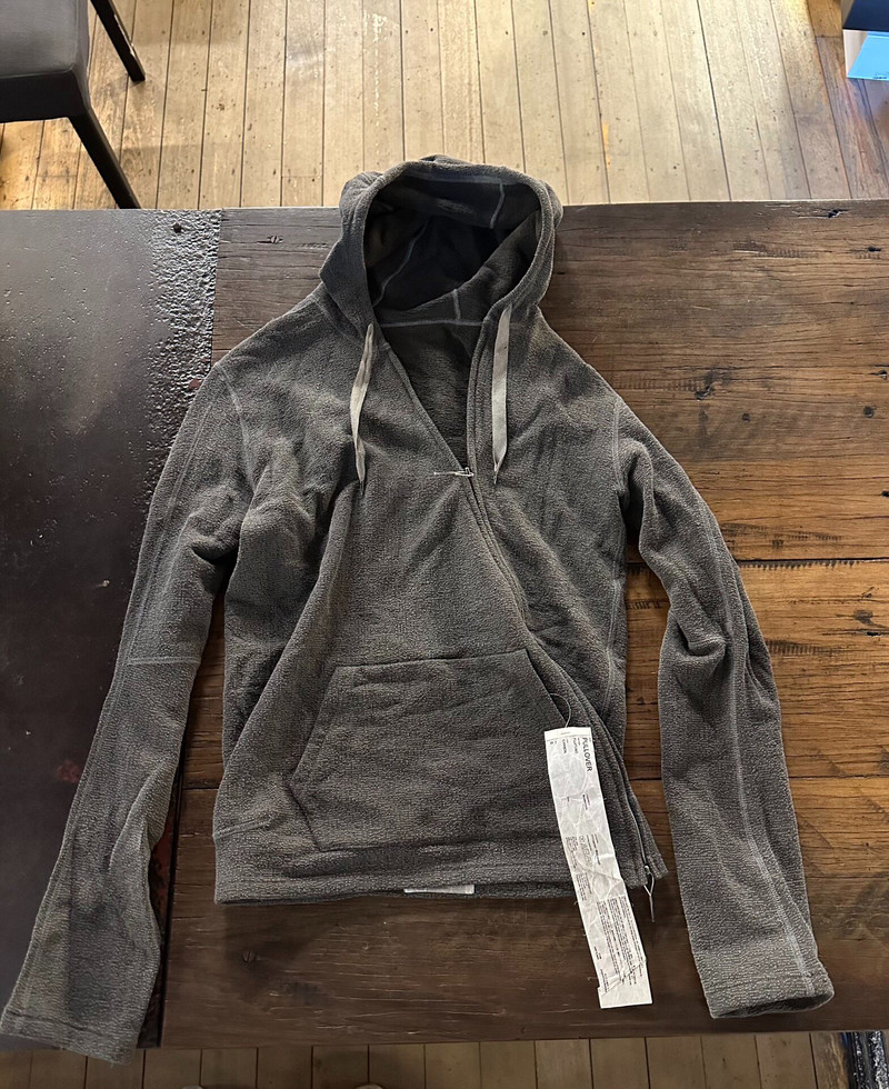 Taichi Murakami Grey Diagonal Zip-Up Cotton Hooded Sweater - 1