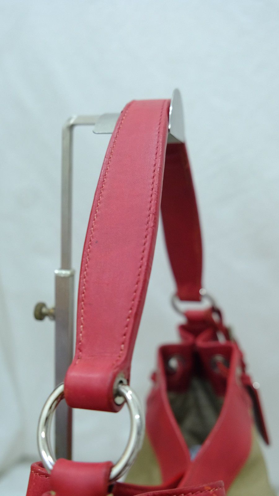 Authentic Prada Jacquard canvas red leather handbag - 8