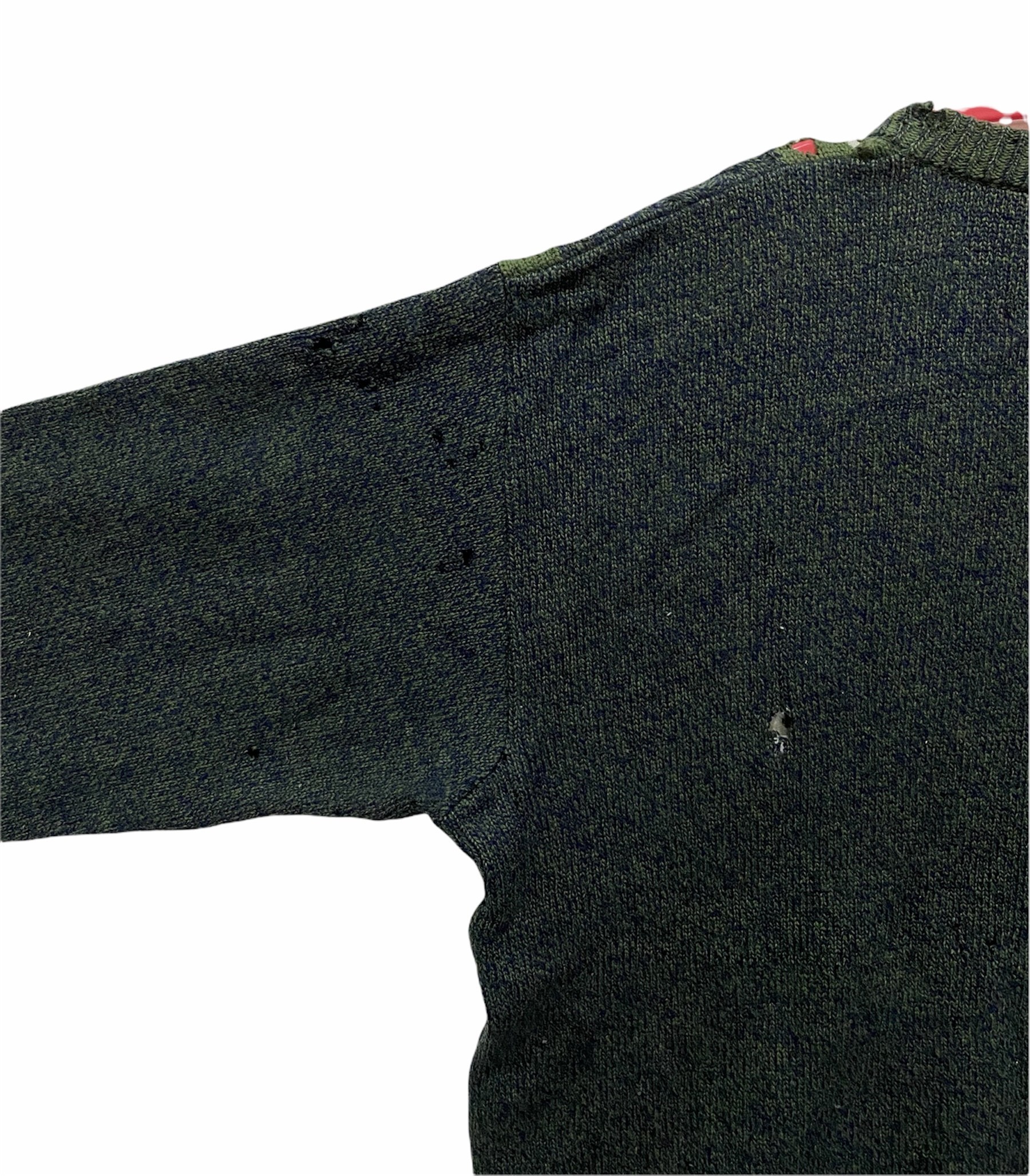 Coloured Cable Knit Sweater - Lecent Cashmere Ripped Sweater Grunge Style Made in Japan - 14