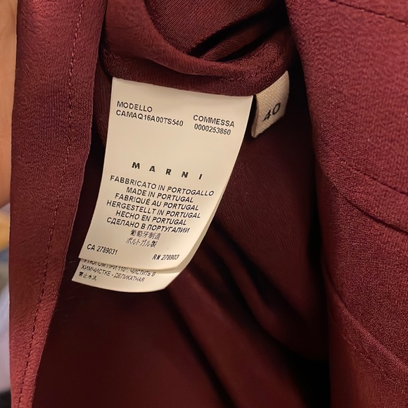 MARNI Two-Way 100% Silk Shirt in Burgundy - 4